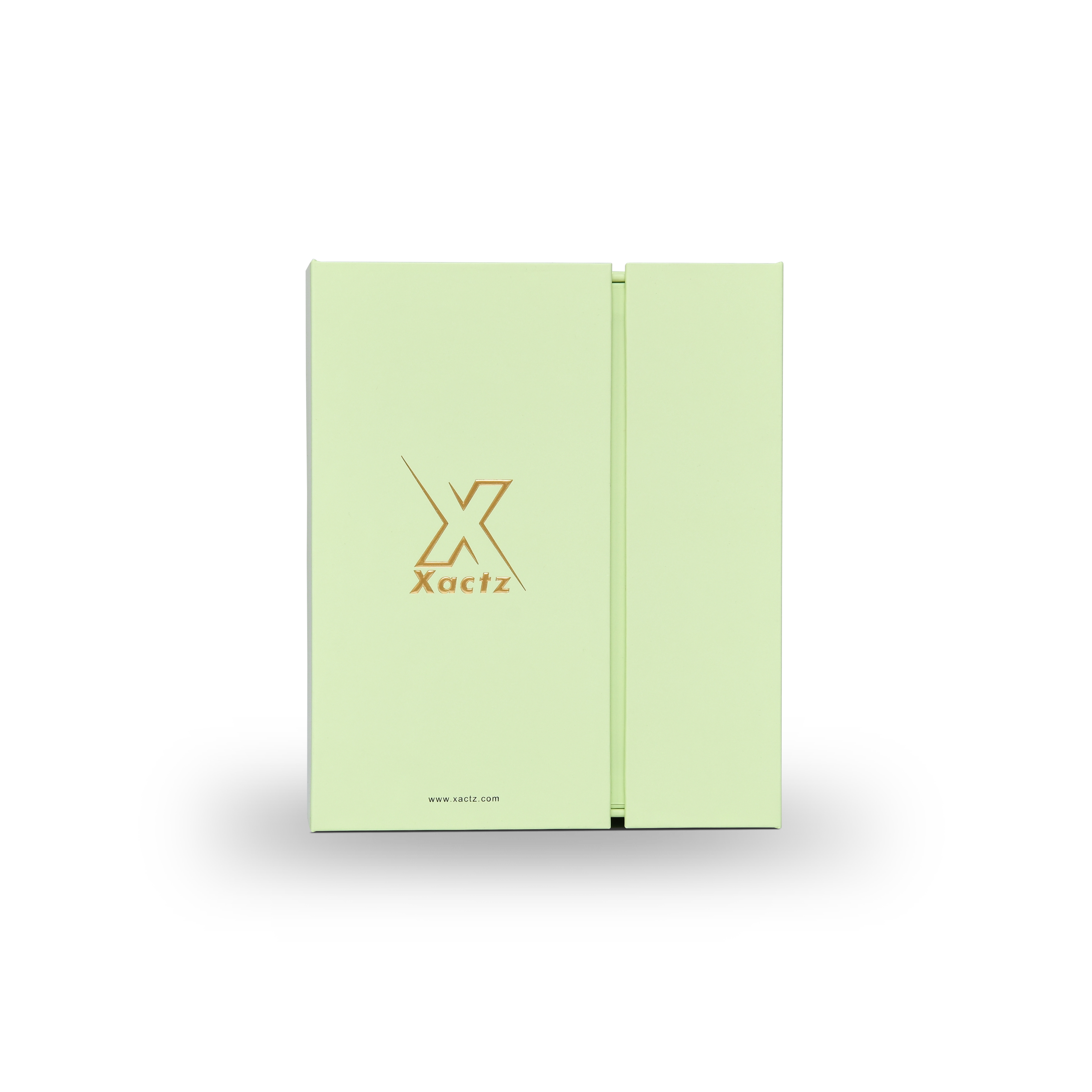 Elegant Light Green Embossed Gold Foil Foldable Book-Shaped Luxury Gift Box with Dual Copper Paper, Tactile Coating, Dual-Layer Construction, and Satin Lining