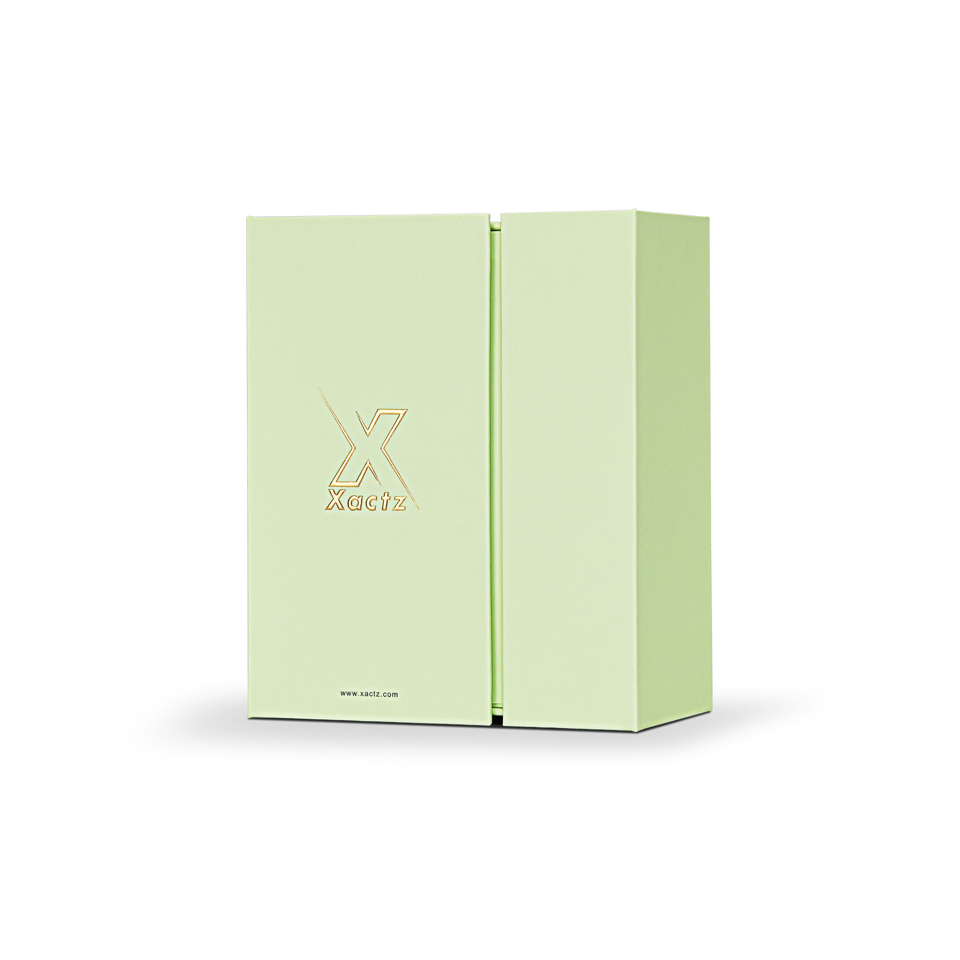 Elegant Light Green Embossed Gold Foil Foldable Book-Shaped Luxury Gift Box with Dual Copper Paper, Tactile Coating, and Dual-Layer Construction