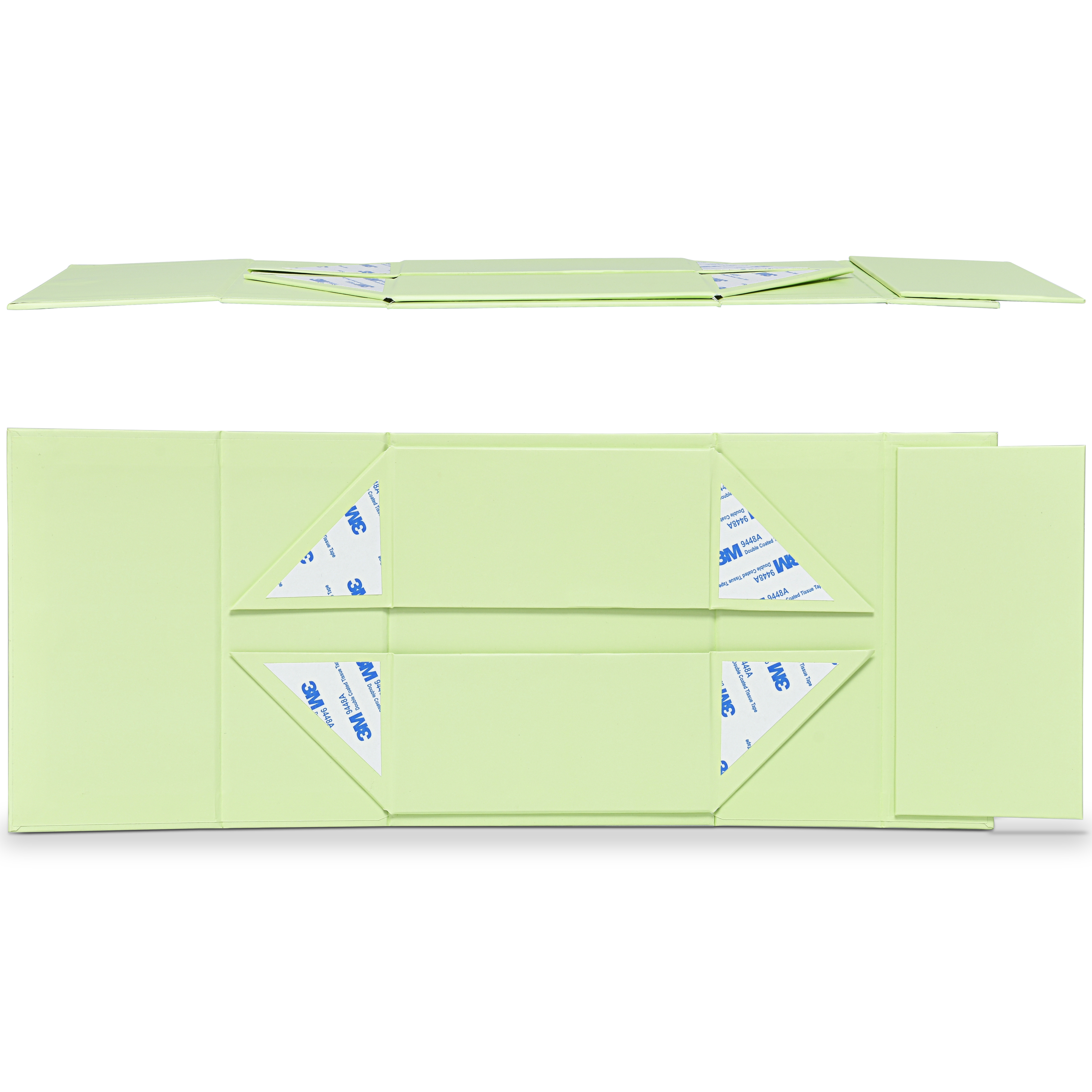 Elegant Light Green Embossed Gold Foil Foldable Book-Shaped Luxury Gift Box with Dual Copper Paper, Tactile Coating, and Dual-Layer Construction