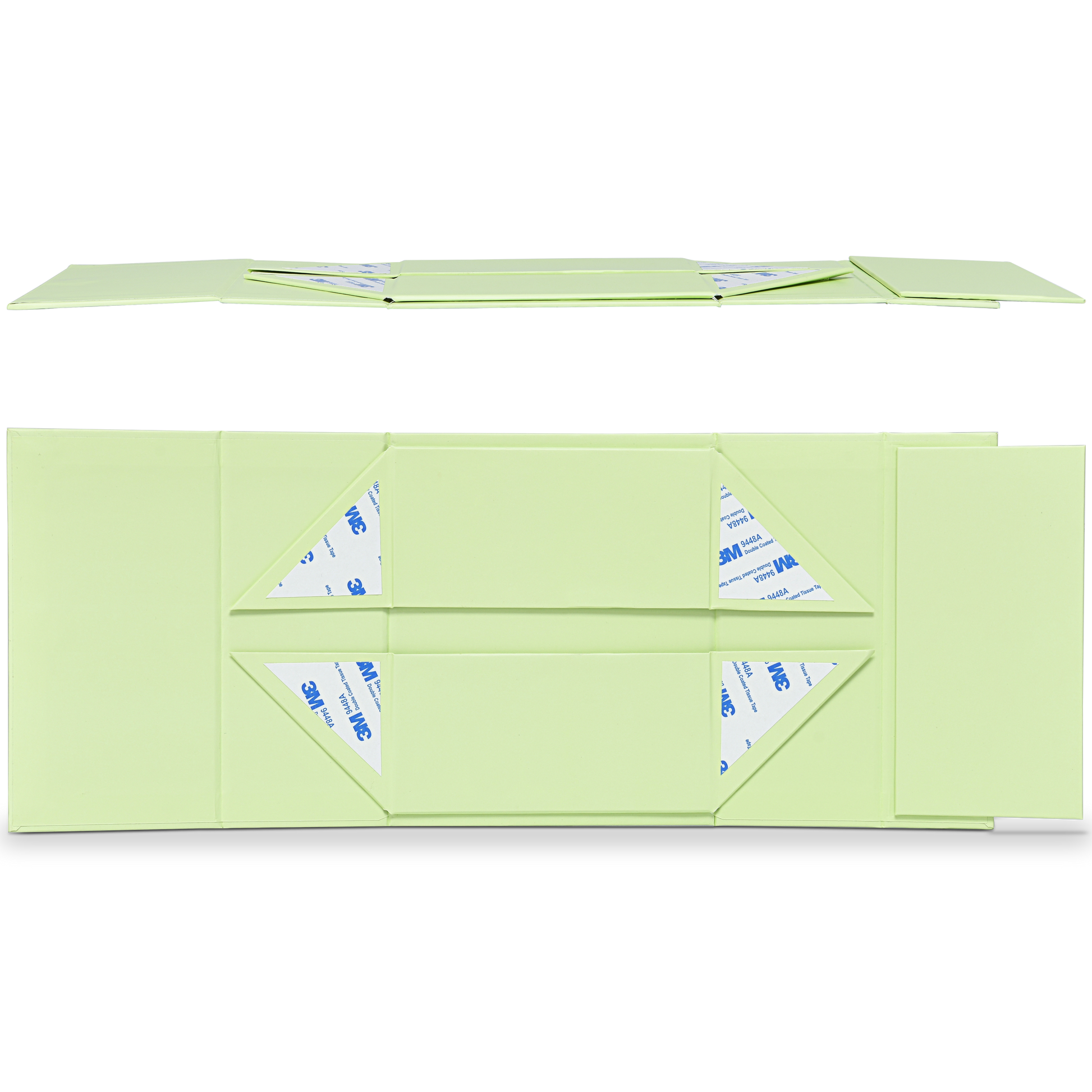 Elegant Light Green Embossed Gold Foil Foldable Book-Shaped Luxury Gift Box with Dual Copper Paper, Tactile Coating, and Dual-Layer Construction