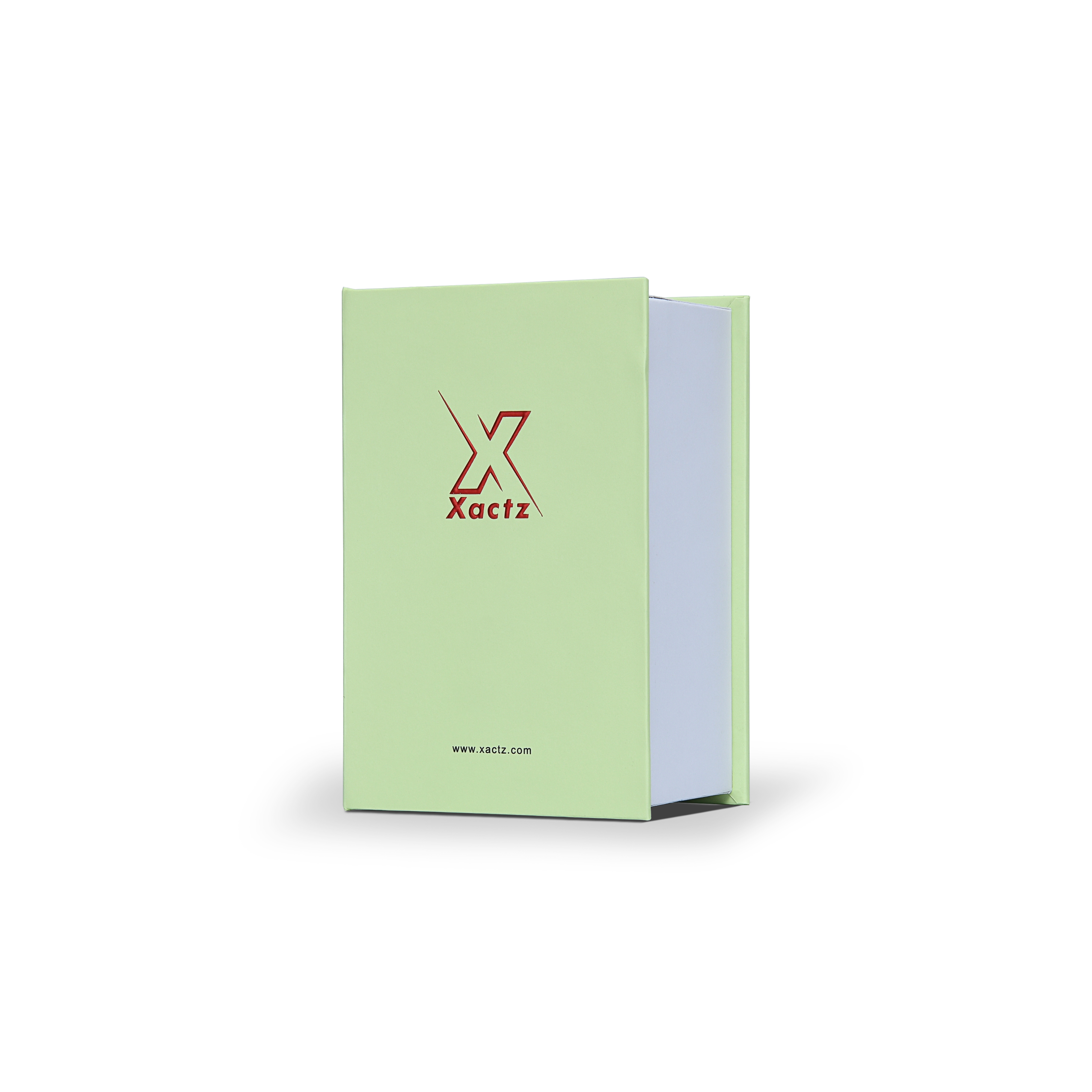 Light Green White Embossed Red Gold Foil Book-Shaped Luxury Gift Box with Debossed Border Frame