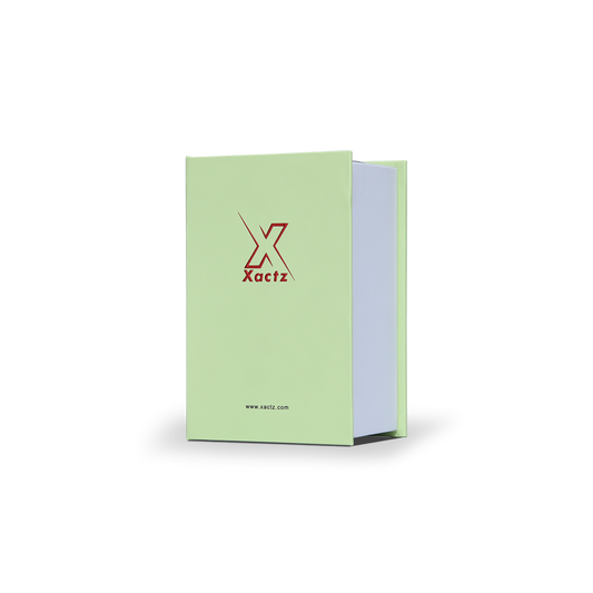 Light Green White Embossed Red Gold Foil Book-Shaped Luxury Gift Box with Debossed Border Frame
