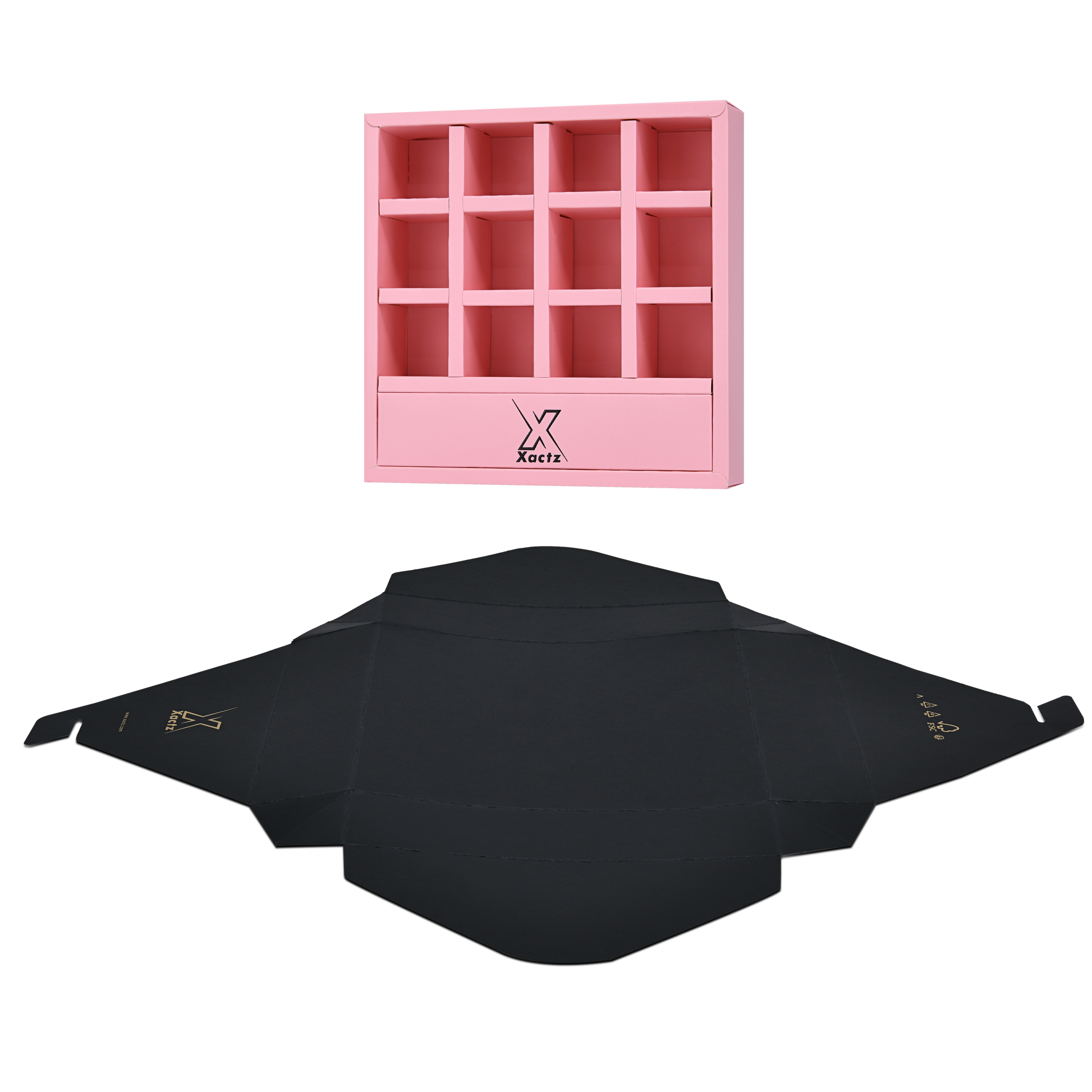 Luxury Custom Black Envelope Box Compartment Insert Packaging