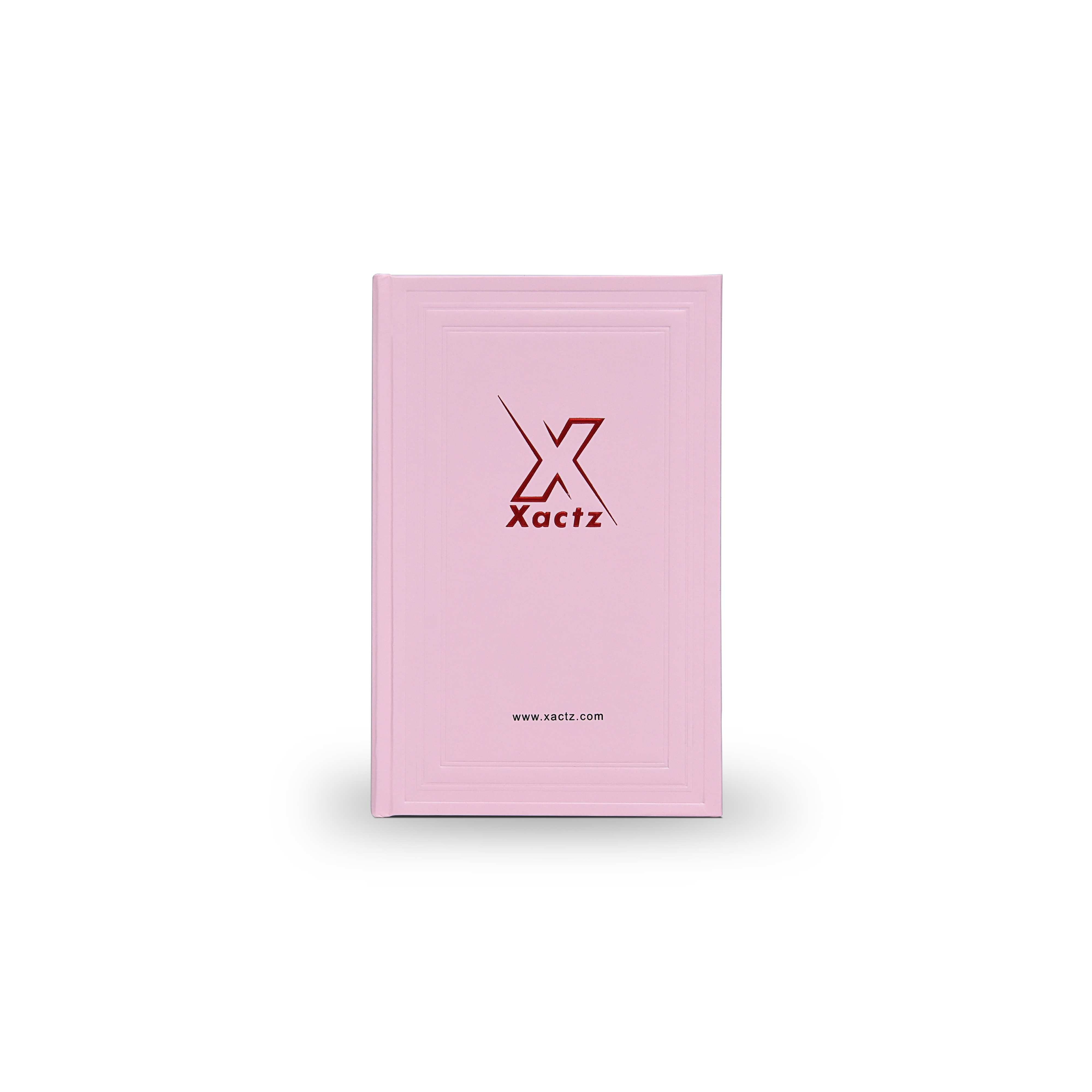 Pink Beige Embossed Red Gold Foil Book-Shaped Luxury Gift Box with Rectangular Beige Inner Tray