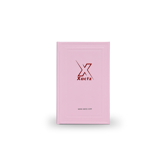 Pink Beige Embossed Red Gold Foil Book-Shaped Luxury Gift Box with Rectangular Beige Inner Tray