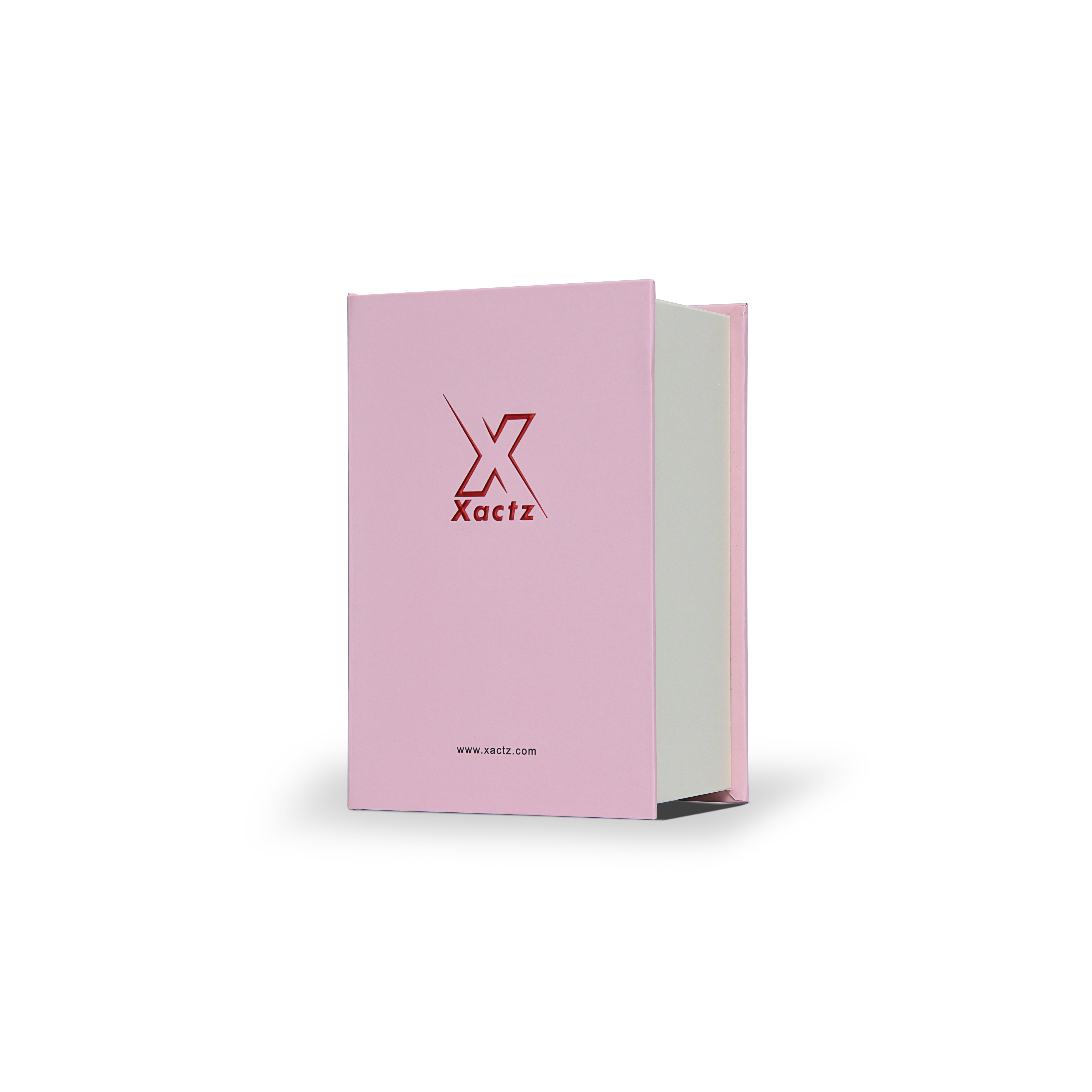 Pink Beige Embossed Red Gold Foil Book-Shaped Luxury Gift Box with Black EVA Inner Tray