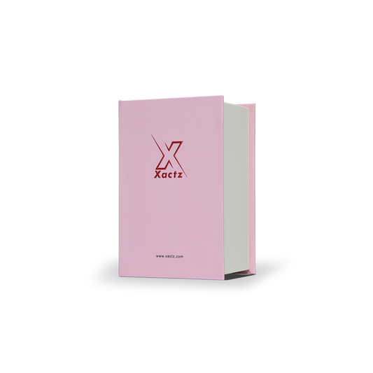 Pink Beige Embossed Red Gold Foil Book-Shaped Luxury Gift Box with Black EVA Inner Tray