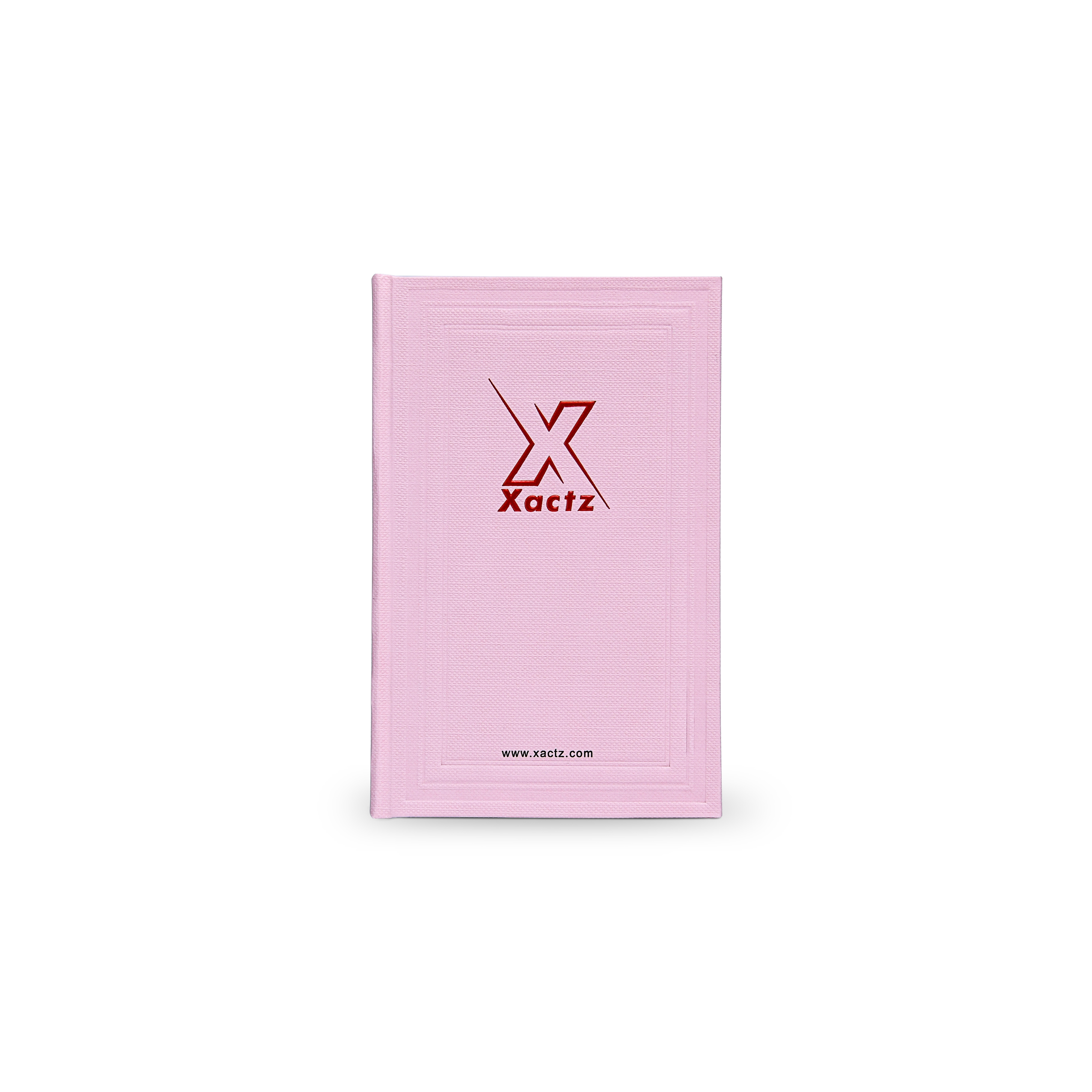 Pink Beige Embossed Red Gold Foil Book-Shaped Luxury Gift Box with Debossed Border Frame