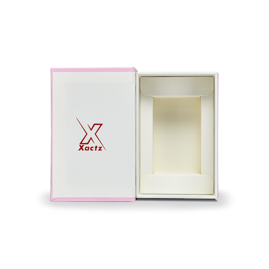 Luxuriöse maßgeschneiderte rosa buchförmige Box Lotusstruktur rechteckige Schalenverpackung