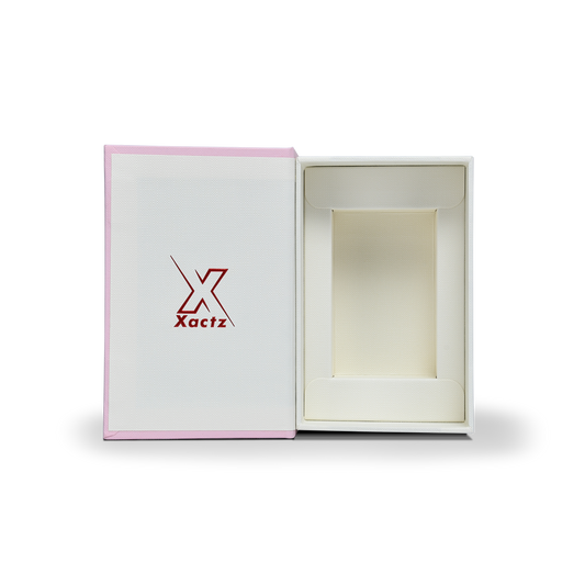 Luxuriöse maßgeschneiderte rosa beige buchförmige Box italienisches Papier geprägter Rahmen Verpackung