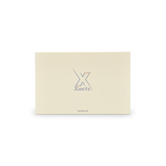 Premium Beige Book-Style Box with Embossed Holographic Silver Foil, Touch Film, Magnetic Closure and Yellow Raffia Grass Interior