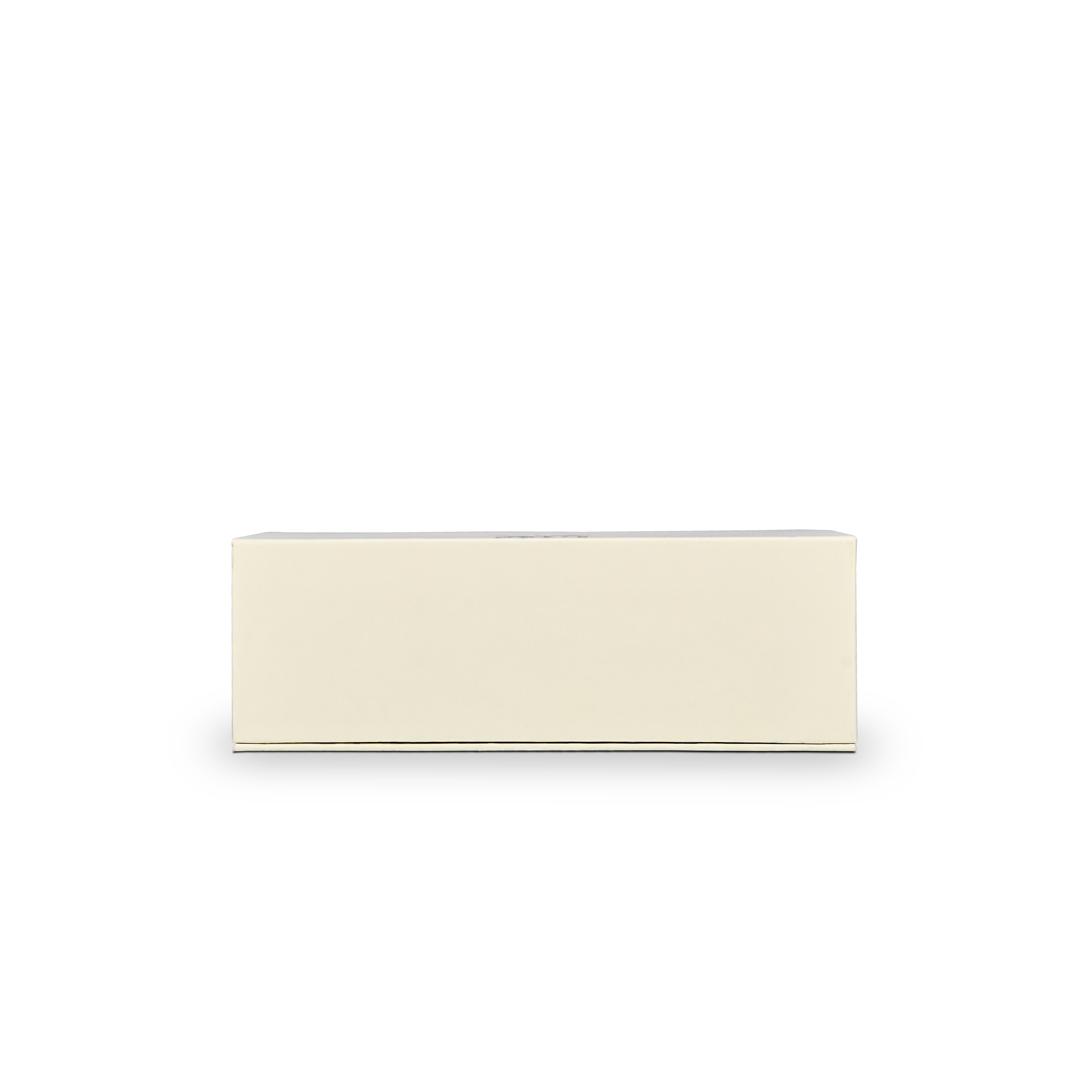 Premium Beige Book-Style Box with Embossed Holographic Silver Foil, Touch Film, Magnetic Closure and Yellow Raffia Grass Interior