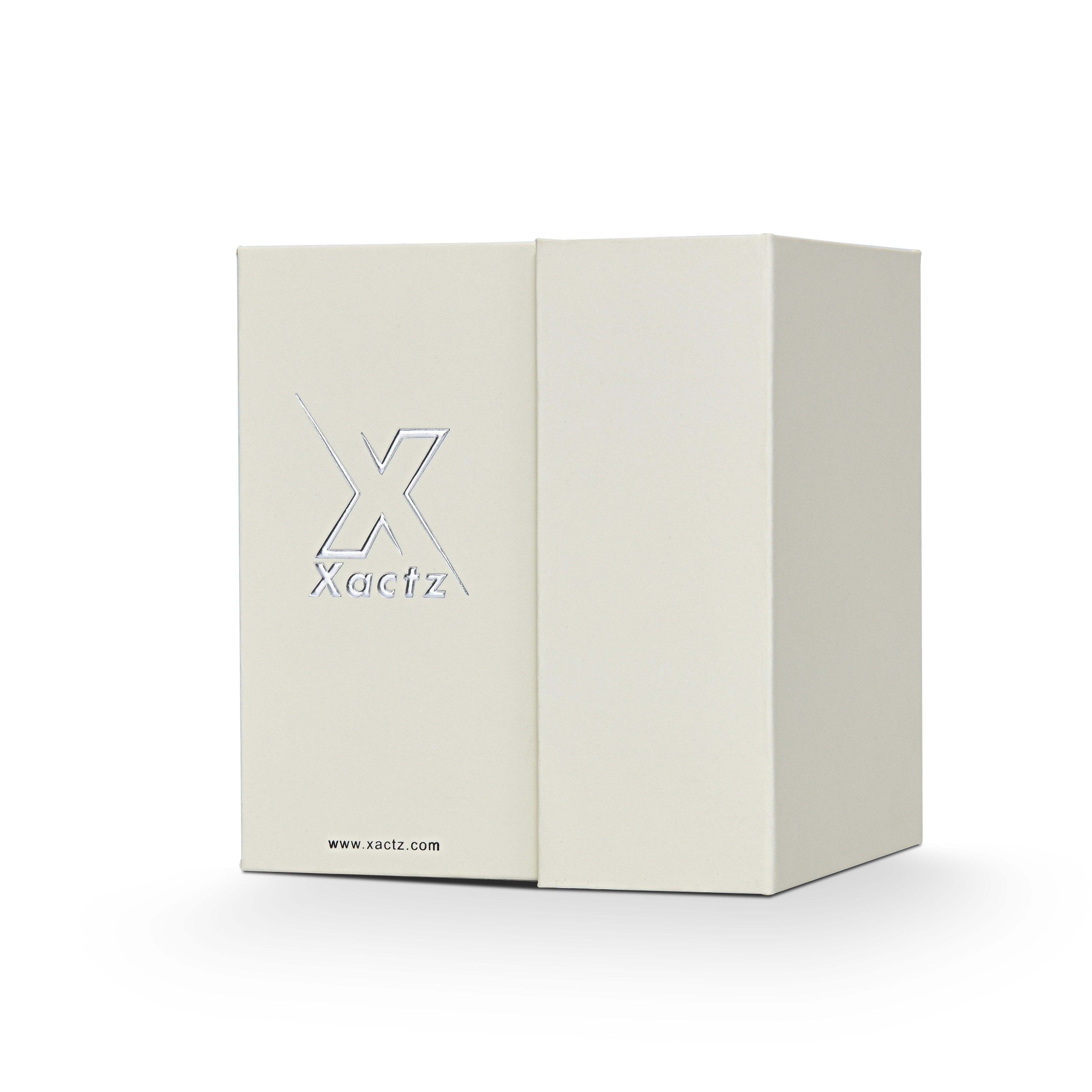 Boîte à Rabat Personnalisée Luxe Beige avec Estampage Argent et Mousse EVA