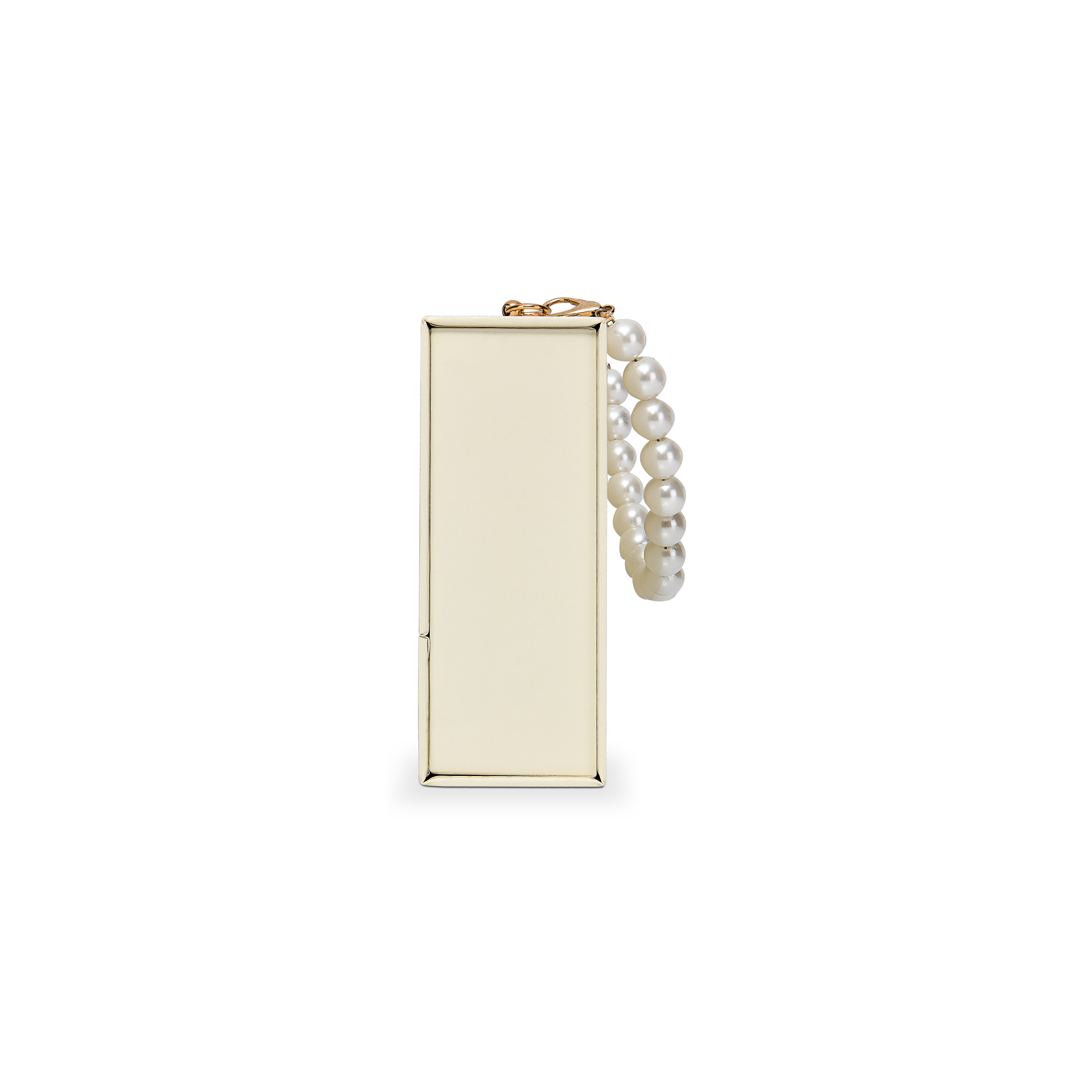 Luxury Custom Beige Flip Top Box Gold Foil Pearl Chain Handle Packaging