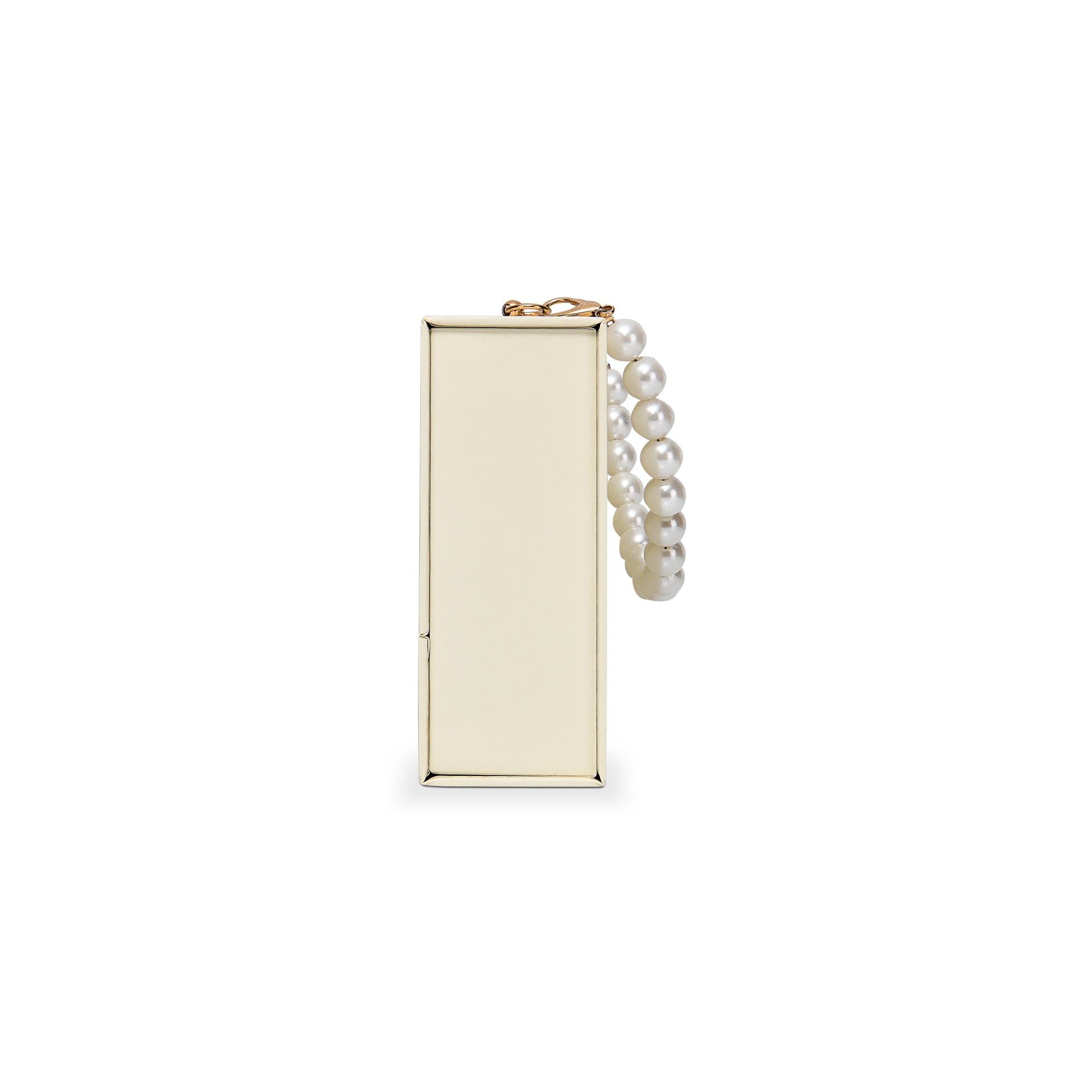 Luxury Custom Beige Flip Top Box Gold Foil Pearl Chain Handle Packaging