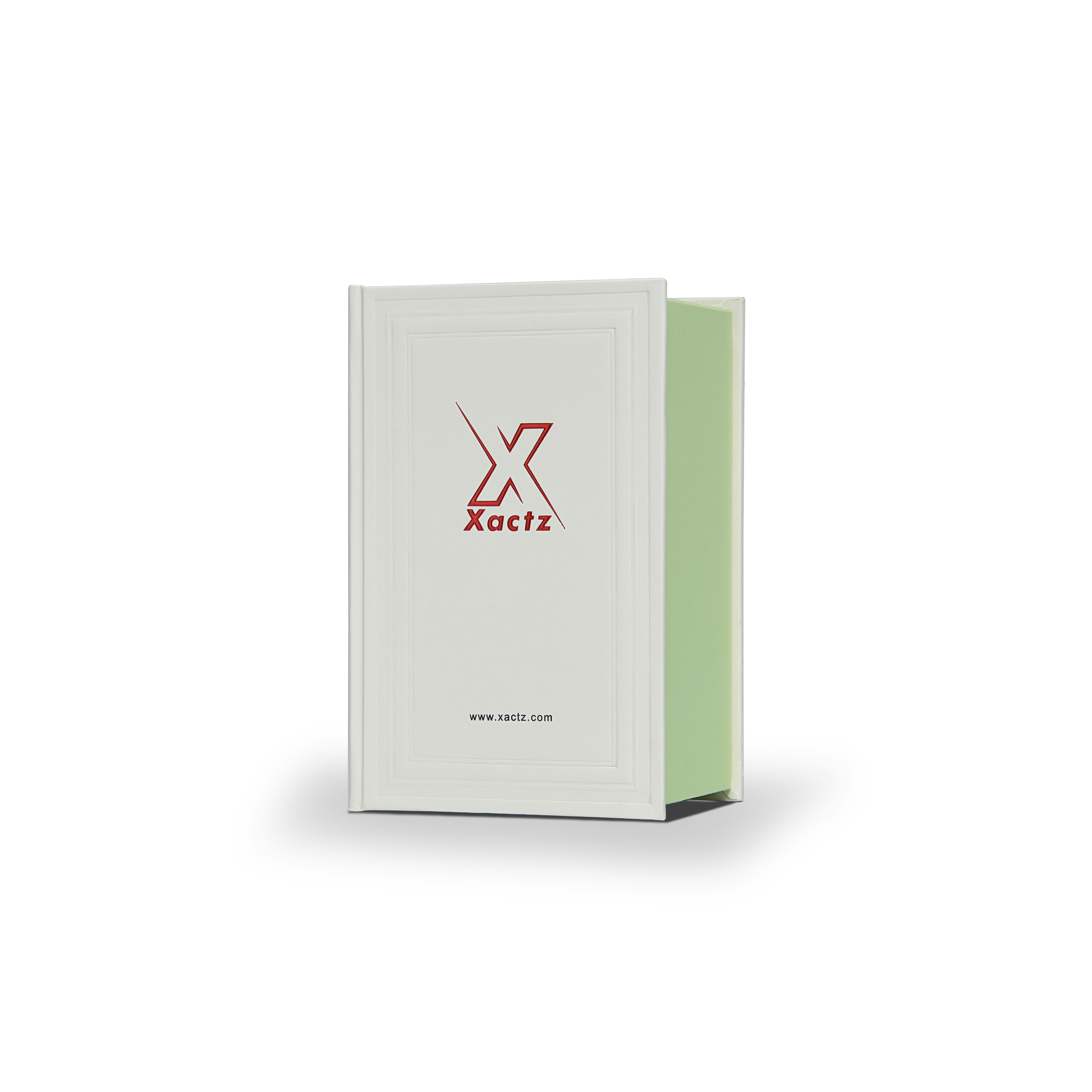 Premium Beige Green Embossed Red Gold Foil Book-Shaped Luxury Gift Box with Green Inner Tray