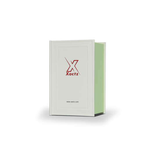 Premium Beige Green Embossed Red Gold Foil Book-Shaped Luxury Gift Box with Green Inner Tray