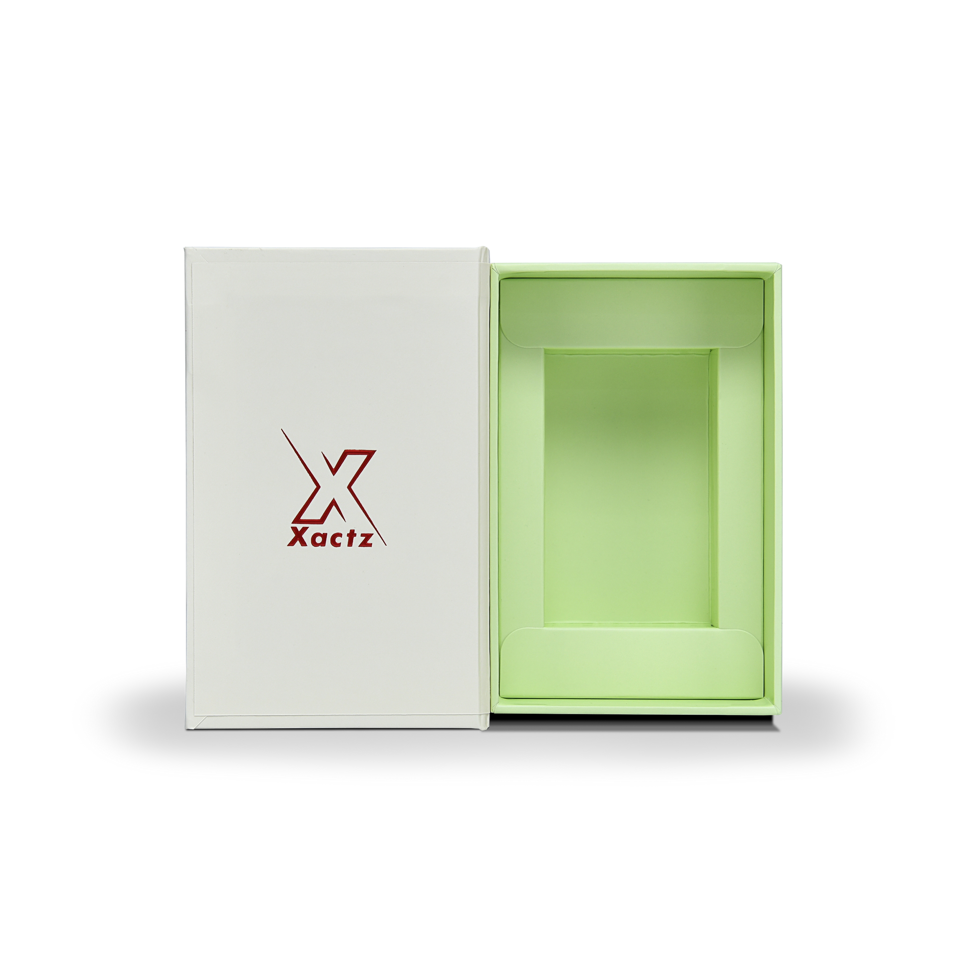 Premium Beige Green Embossed Red Gold Foil Book-Shaped Luxury Gift Box with Green Rectangular Inner Tray