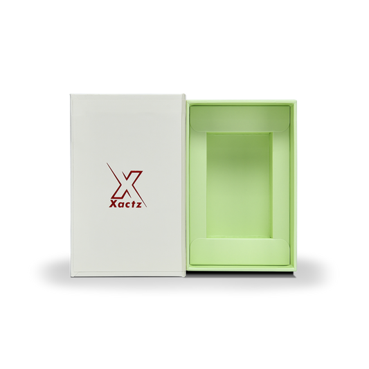 Luxuriöse maßgeschneiderte beige-grüne rot-goldene Box mit grünem rechteckigem Tray starre Verpackung