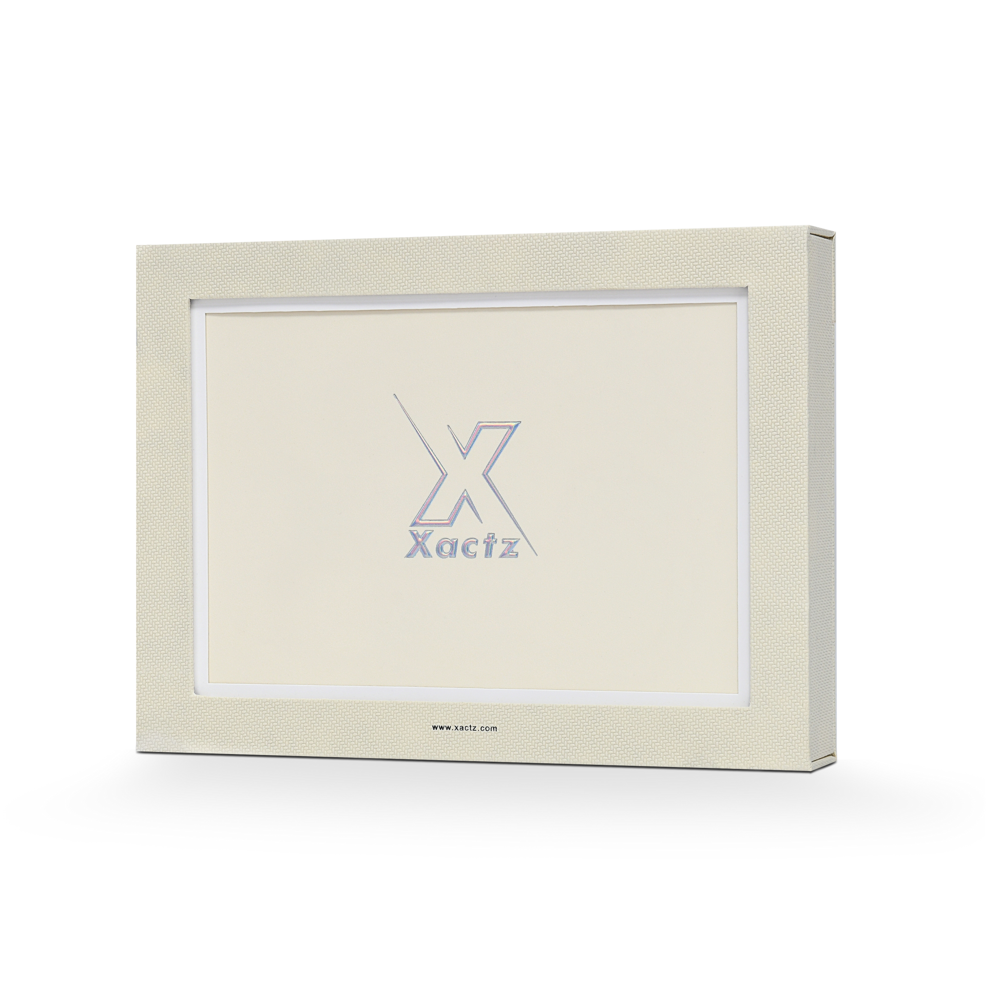Coffret de présentation de luxe sur mesure, pour album photo beige, avec ruban