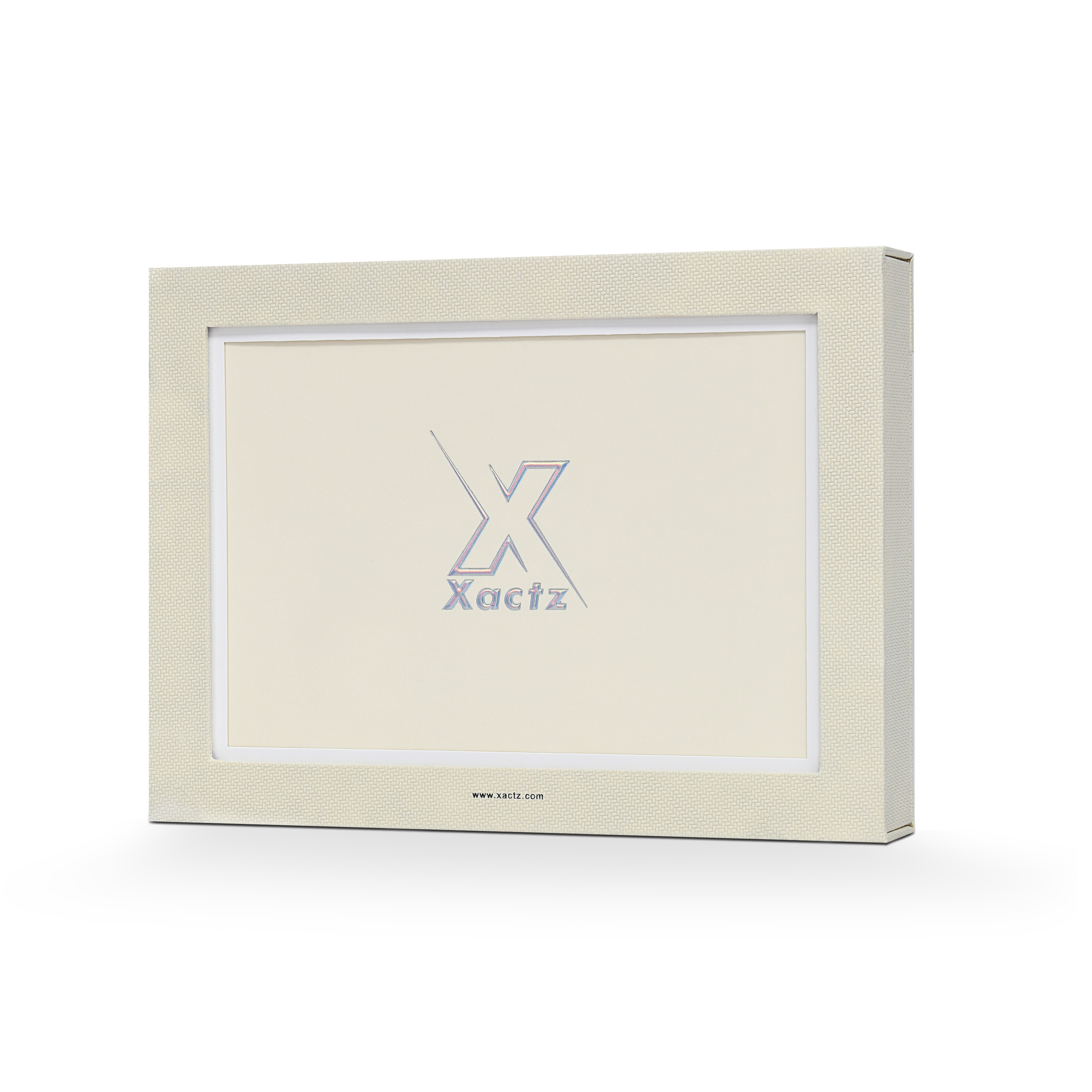 Coffret de présentation de luxe sur mesure, pour album photo beige, avec ruban