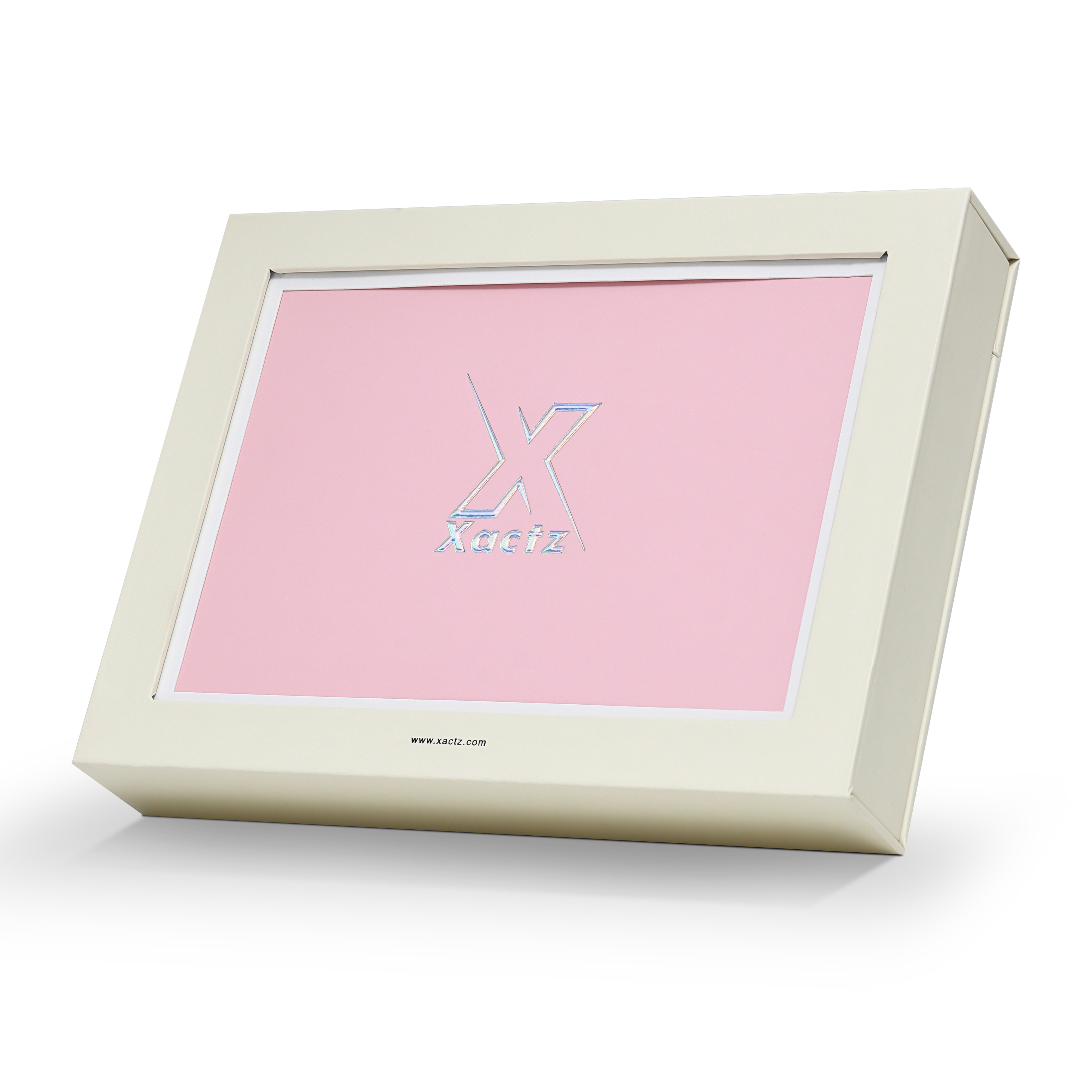 Boîte de présentation d'album photo de luxe sur mesure beige avec tirette en ruban