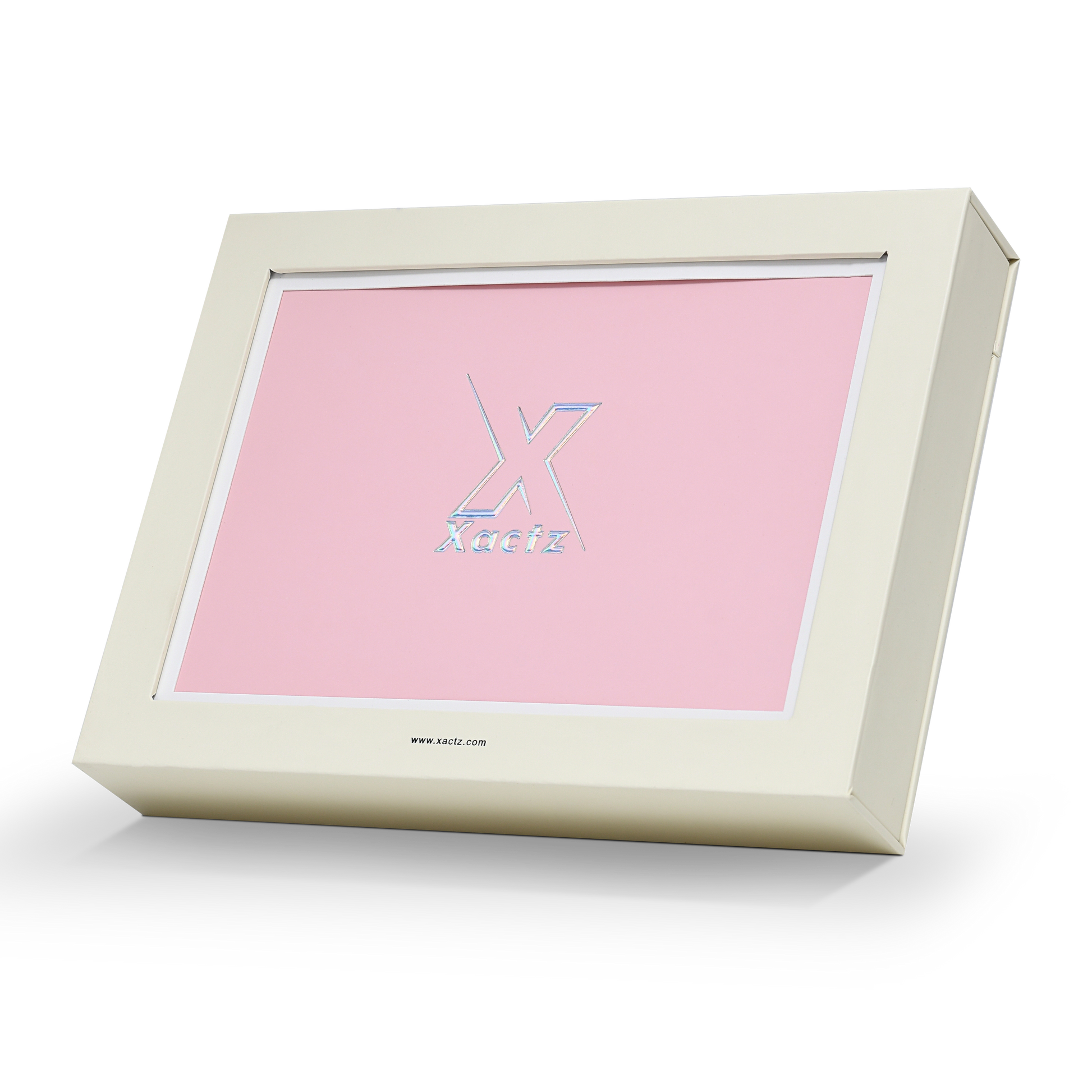 Boîte de présentation d'album photo de luxe sur mesure beige avec tirette en ruban