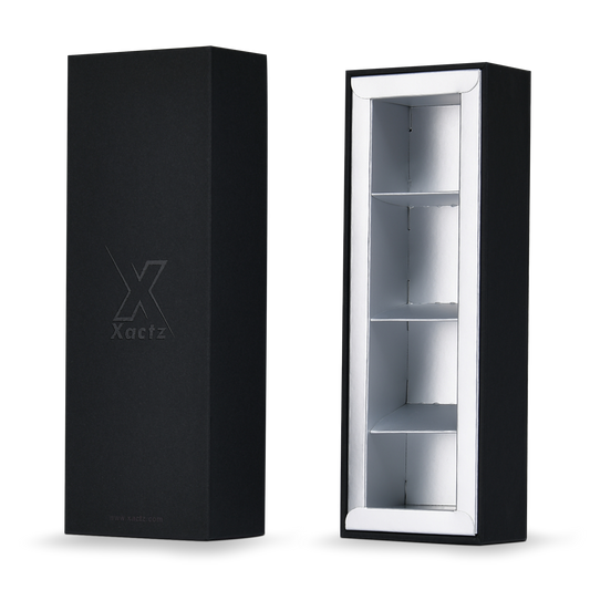 Luxury Custom Black Lid Base Box Silver Cardstock Interior Packaging