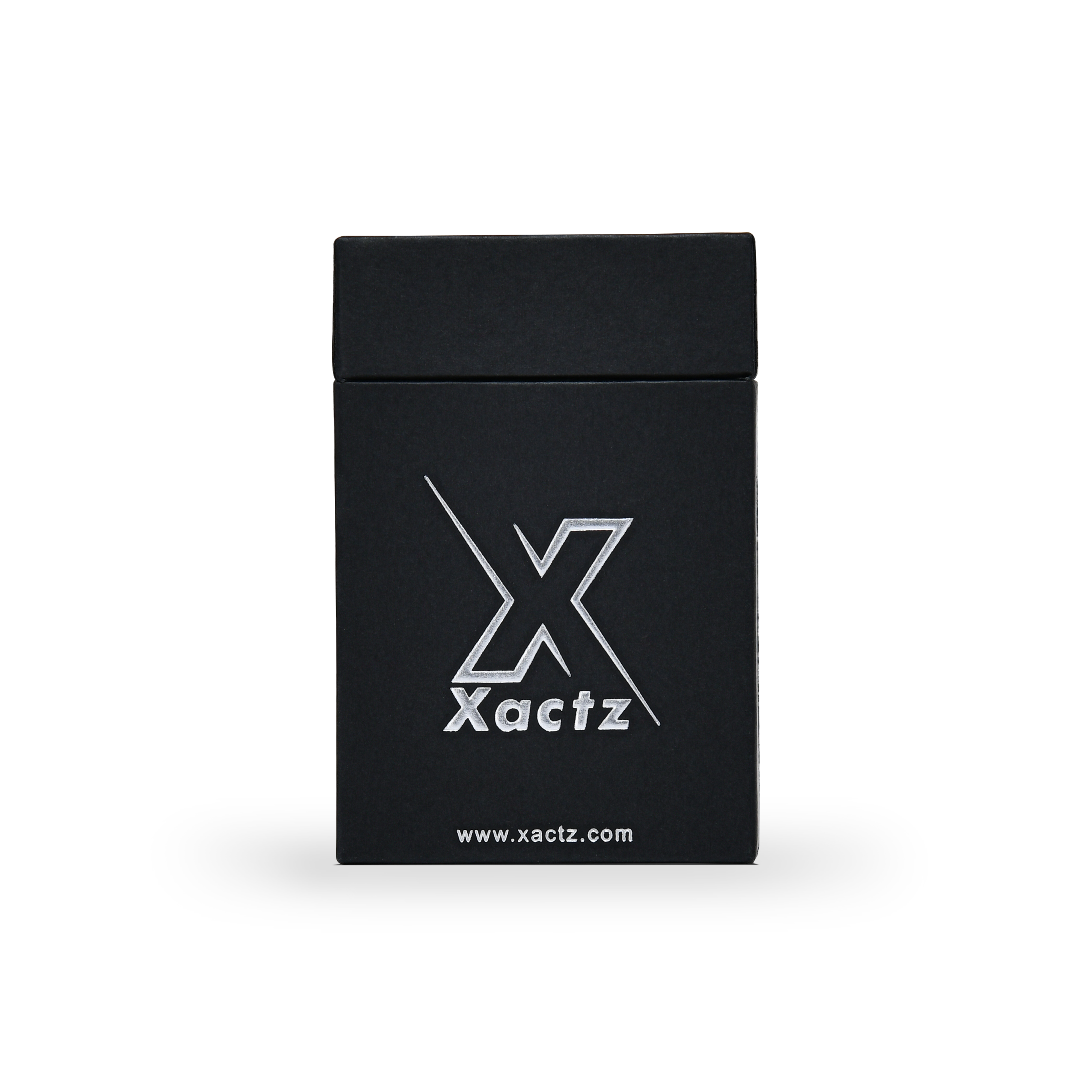 Coffret de luxe noir personnalisé avec couvercle à rabat, film argenté et calage en mousse EVA