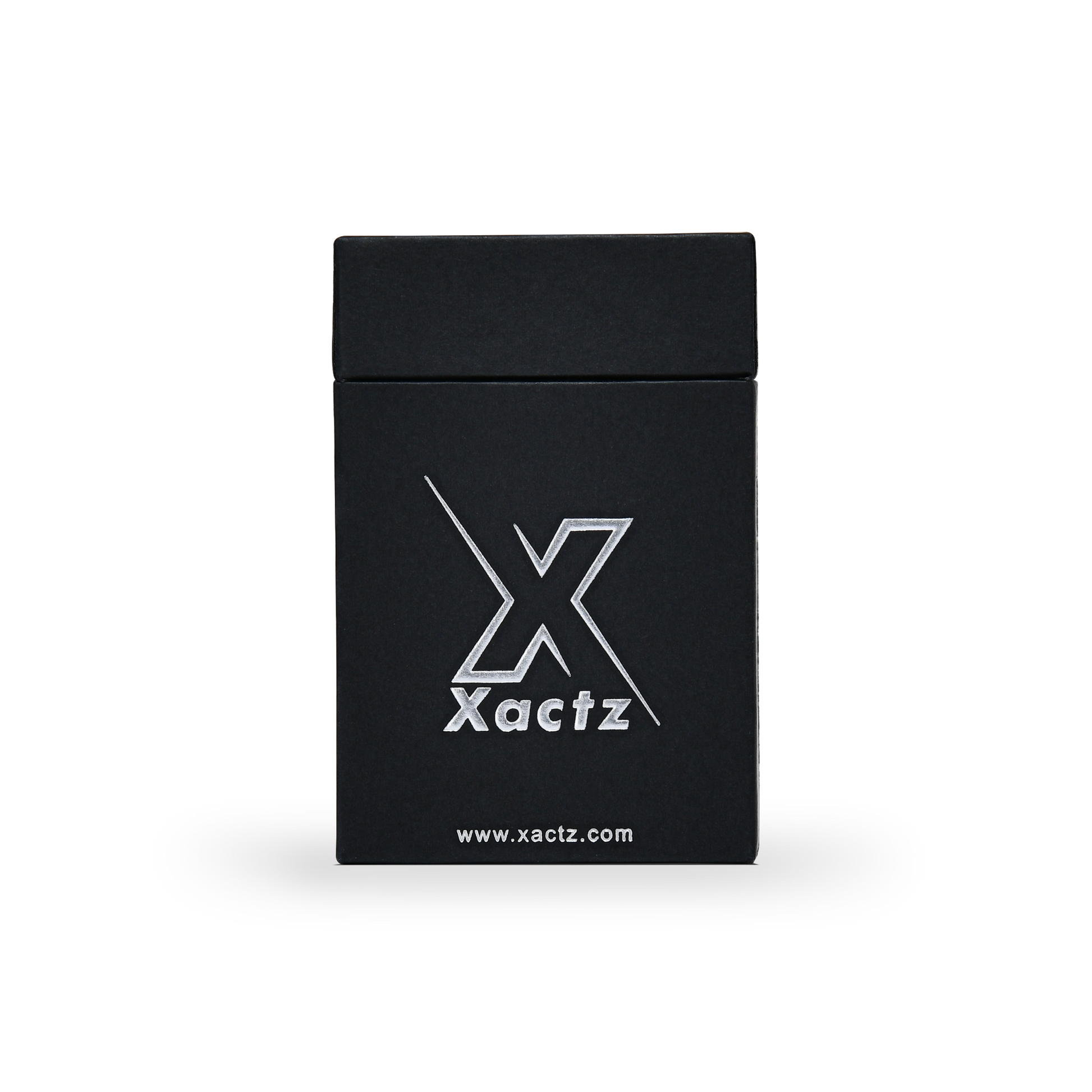 Coffret de luxe noir personnalisé avec couvercle à rabat, film argenté et calage en mousse EVA