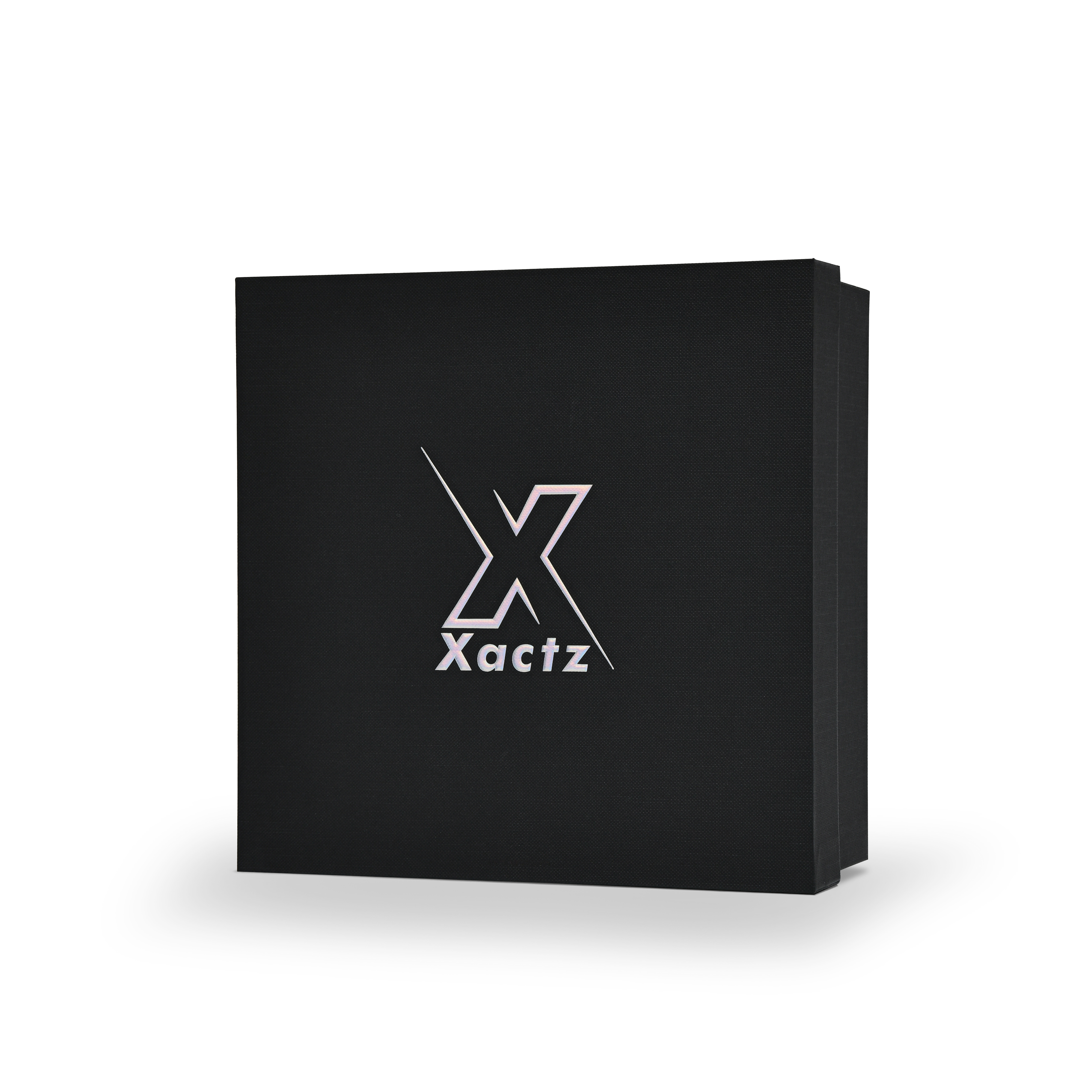 Premium Black Textured Embossed Holographic Silver Luxury Lid and Base Gift Box