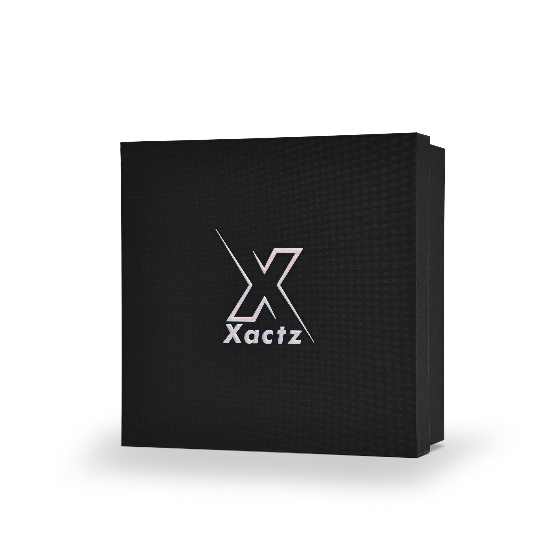 Premium Black Textured Embossed Holographic Silver Luxury Lid and Base Gift Box