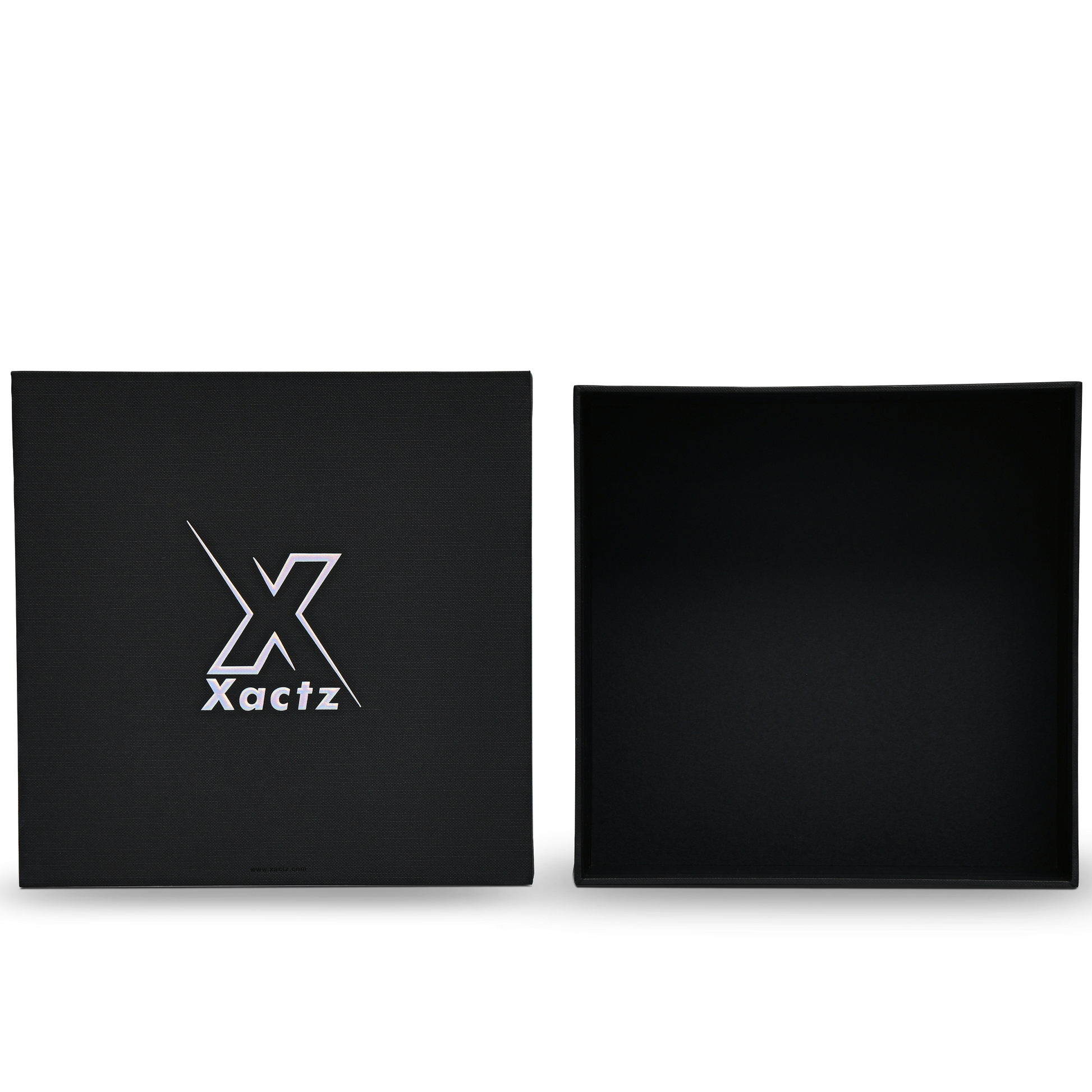 Premium Black Textured Embossed Holographic Silver Luxury Lid and Base Gift Box