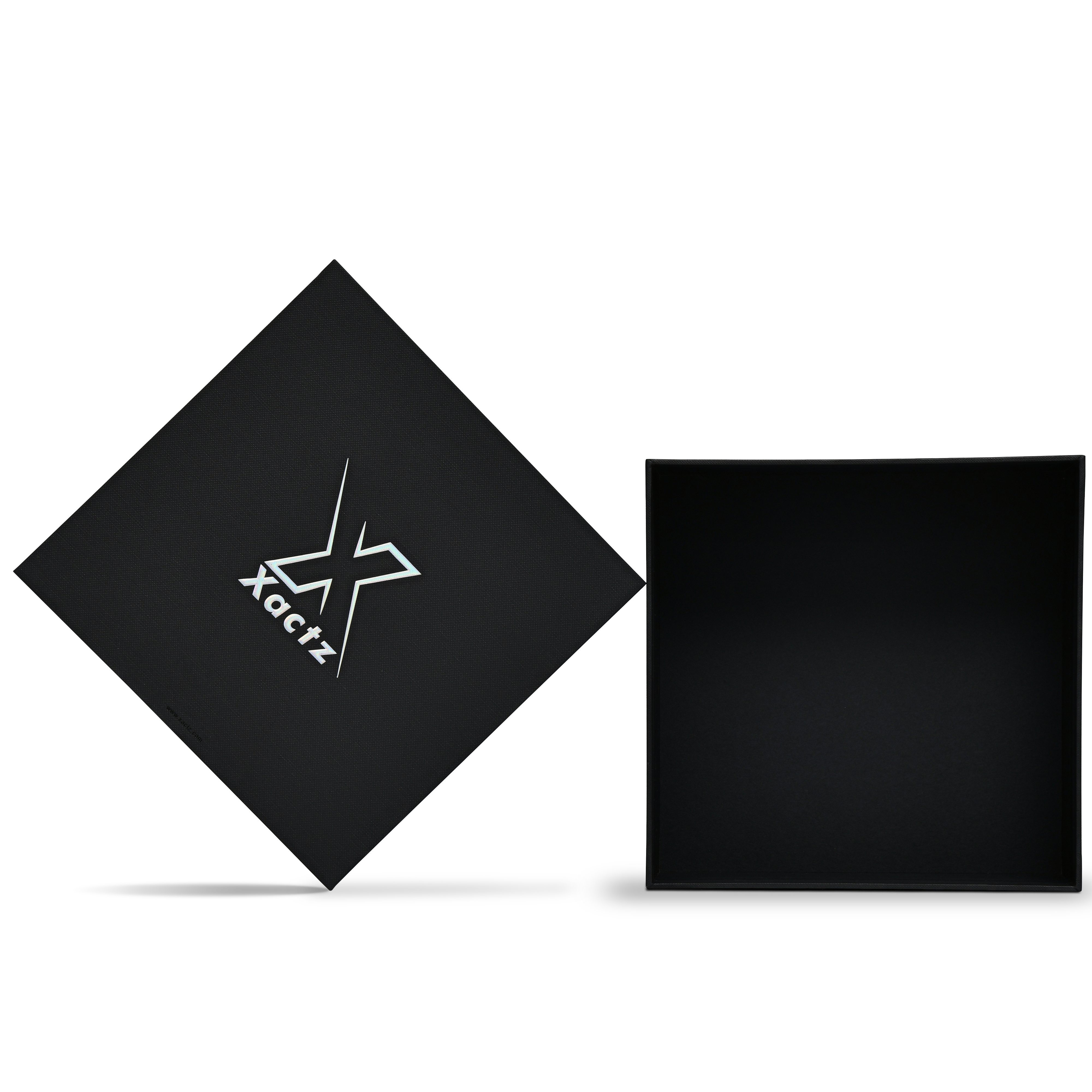 Premium Black Textured Embossed Holographic Silver Luxury Lid and Base Gift Box