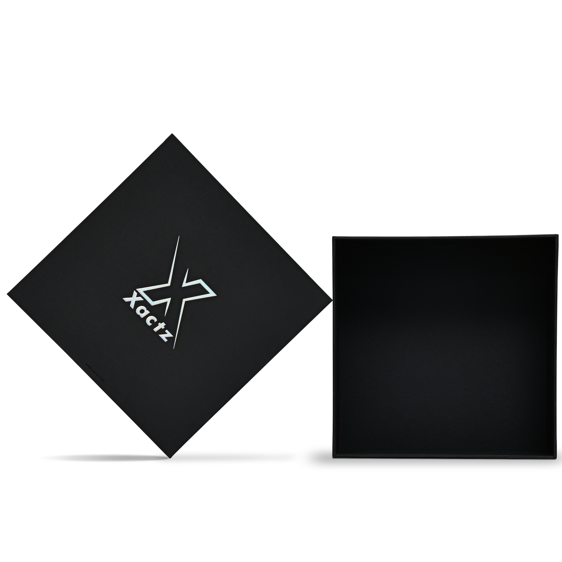 Premium Black Textured Embossed Holographic Silver Luxury Lid and Base Gift Box