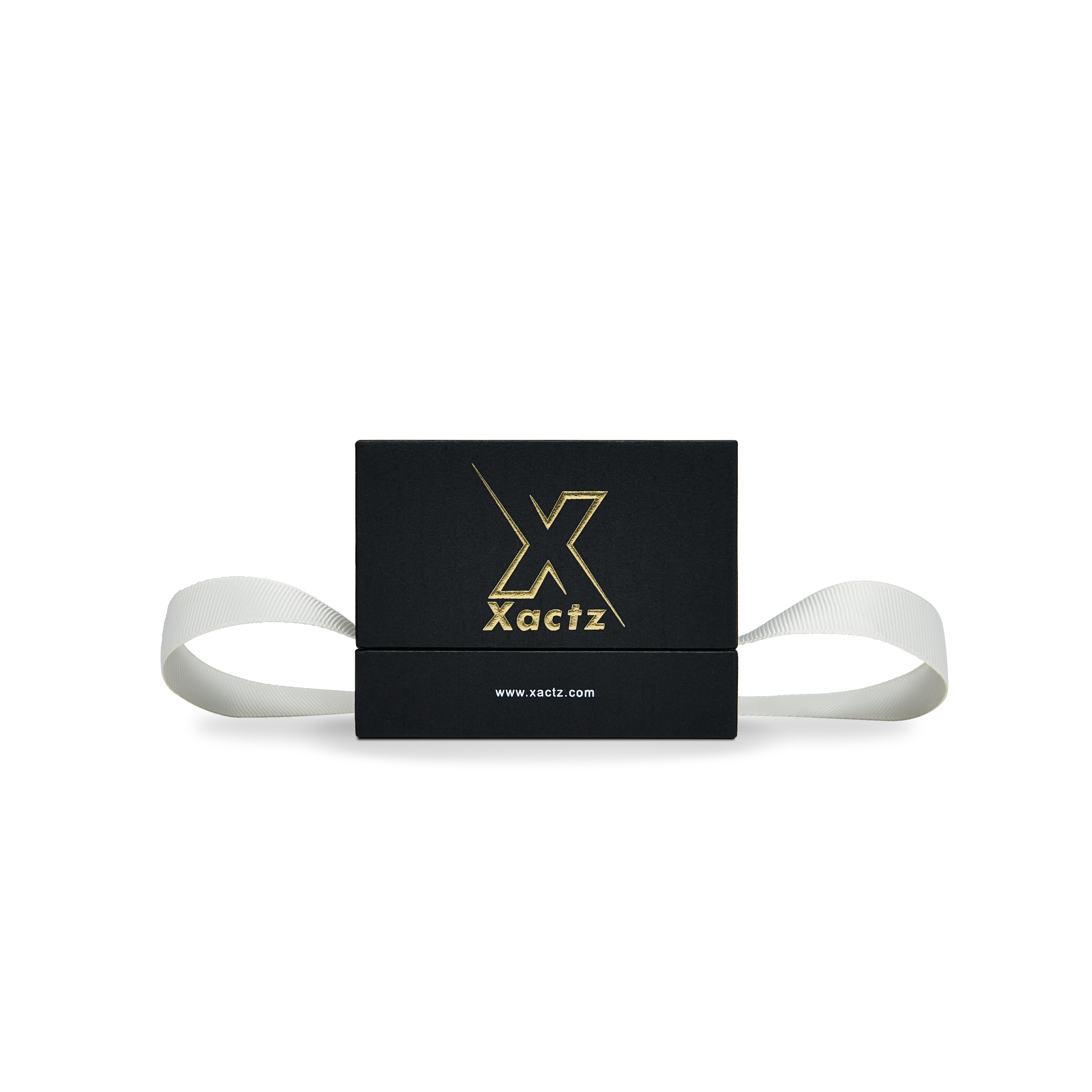 Premium Black Textured Gold Embossed Hot Stamped Rigid Lid and Base Gift Box with Ribbon Closure