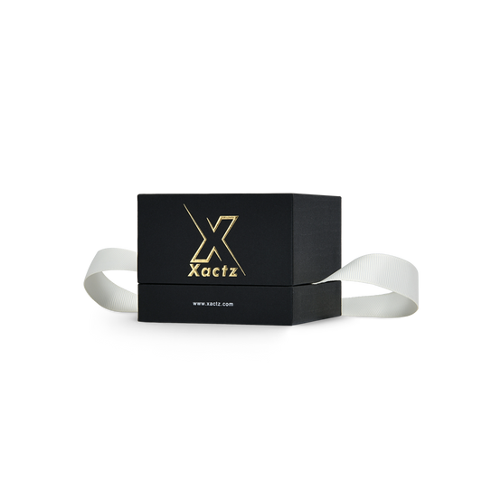 Premium Black Textured Gold Embossed Hot Stamped Rigid Lid and Base Gift Box with Ribbon Closure