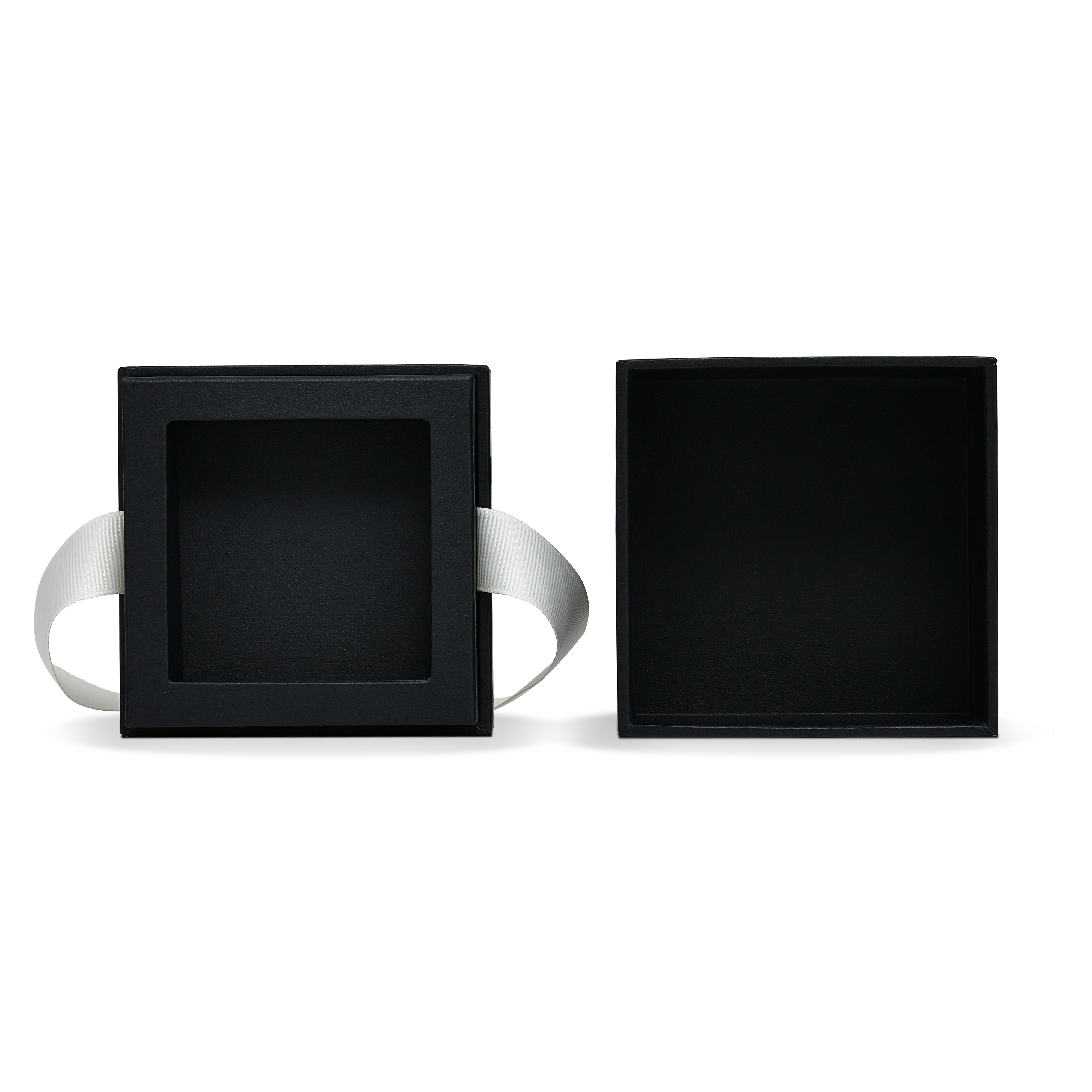 Premium Black Textured Gold Embossed Hot Stamped Rigid Lid and Base Gift Box with Ribbon Closure