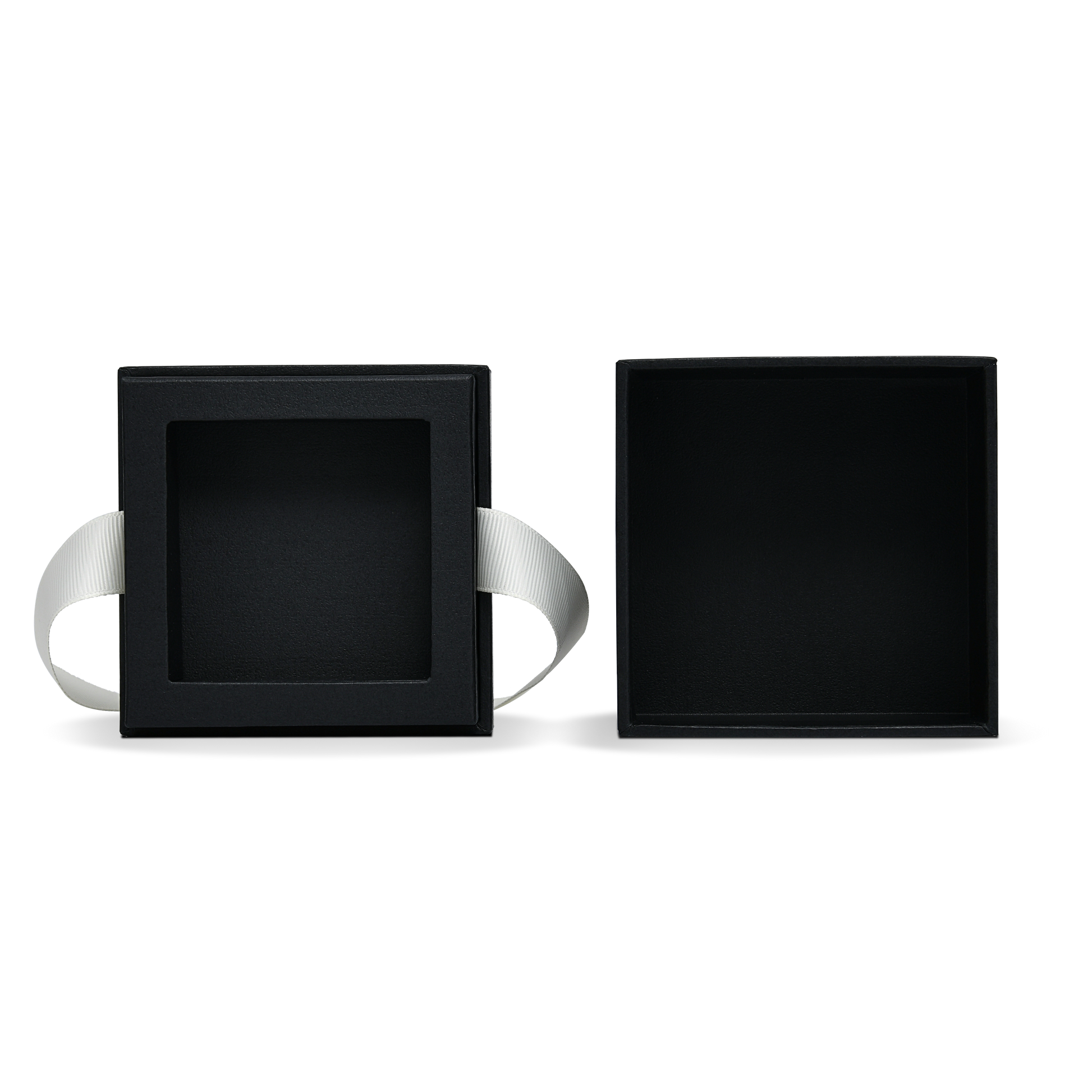 Premium Black Textured Gold Embossed Hot Stamped Rigid Lid and Base Gift Box with Ribbon Closure