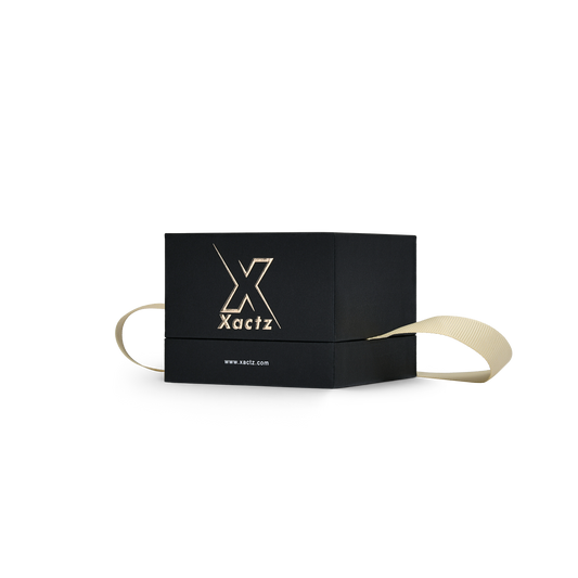 Premium Black Textured Rose Gold Embossed Hot Stamped Rigid Gift Box with Ribbon Closure