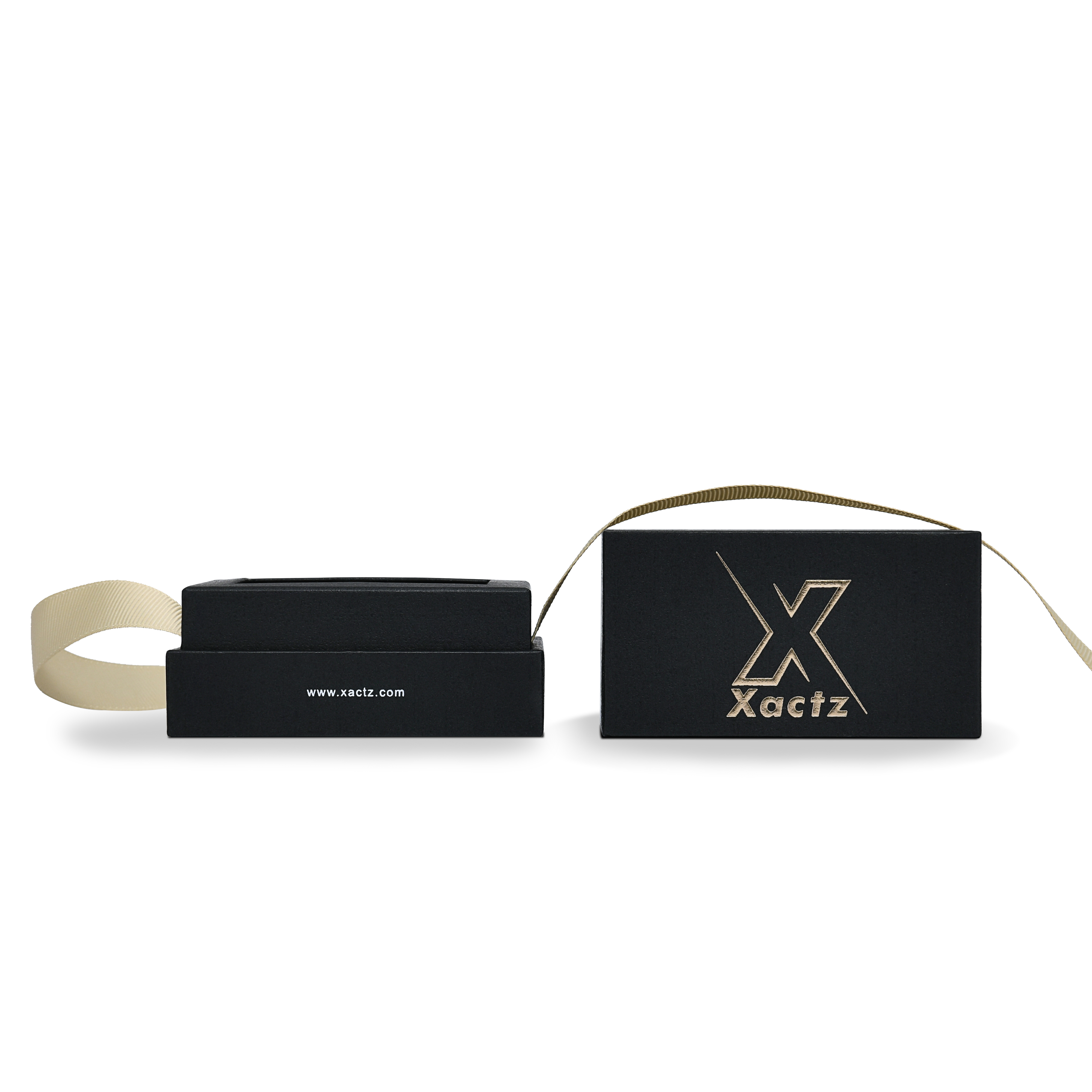 Premium Black Textured Rose Gold Embossed Hot Stamped Rigid Gift Box with Ribbon Closure