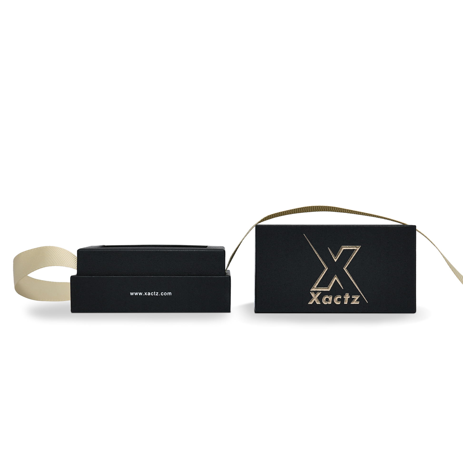 Premium Black Textured Rose Gold Embossed Hot Stamped Rigid Gift Box with Ribbon Closure