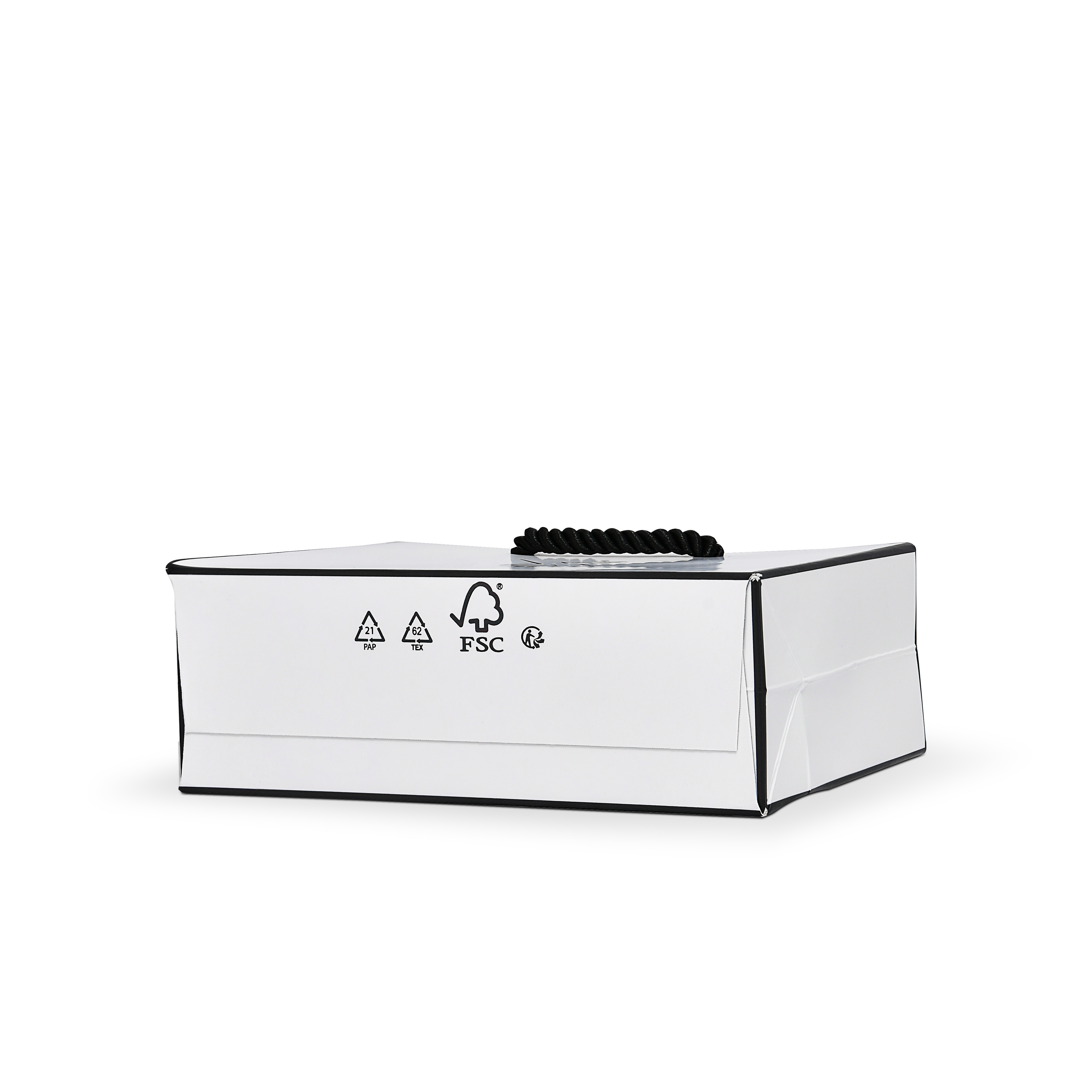 Premium Black & White Shopping Bag with Twisted Rope Handles