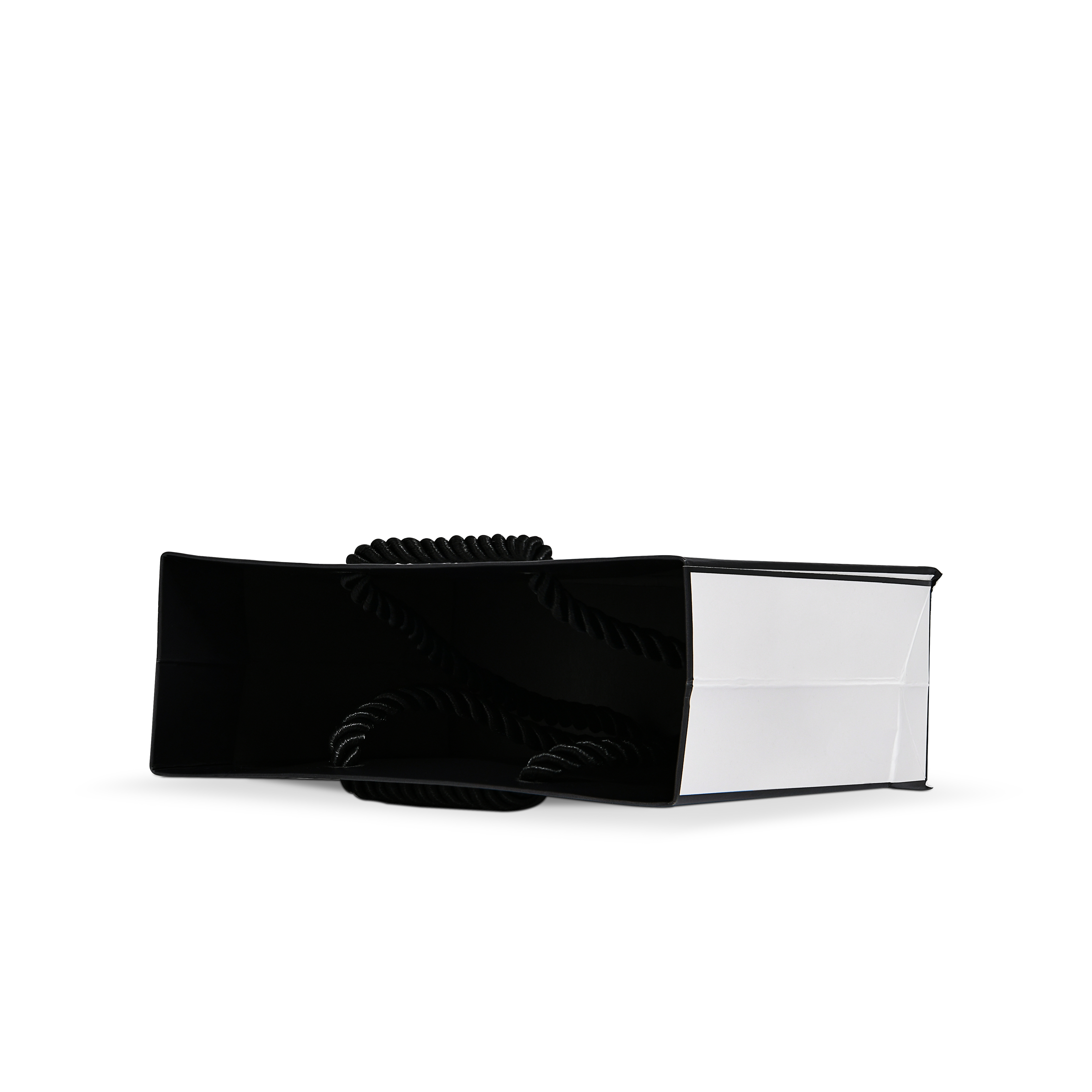 Premium Black & White Shopping Bag with Twisted Rope Handles