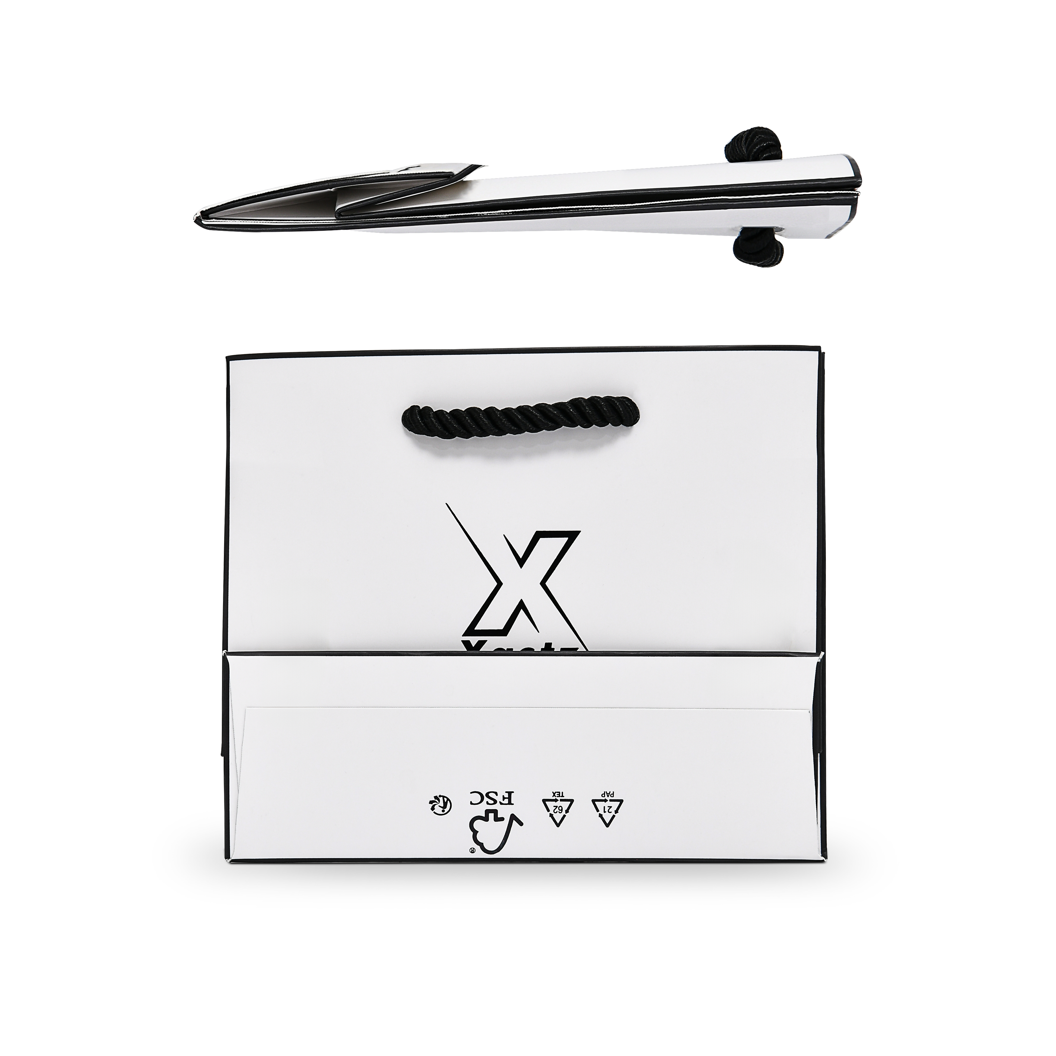 Premium Black & White Shopping Bag with Twisted Rope Handles