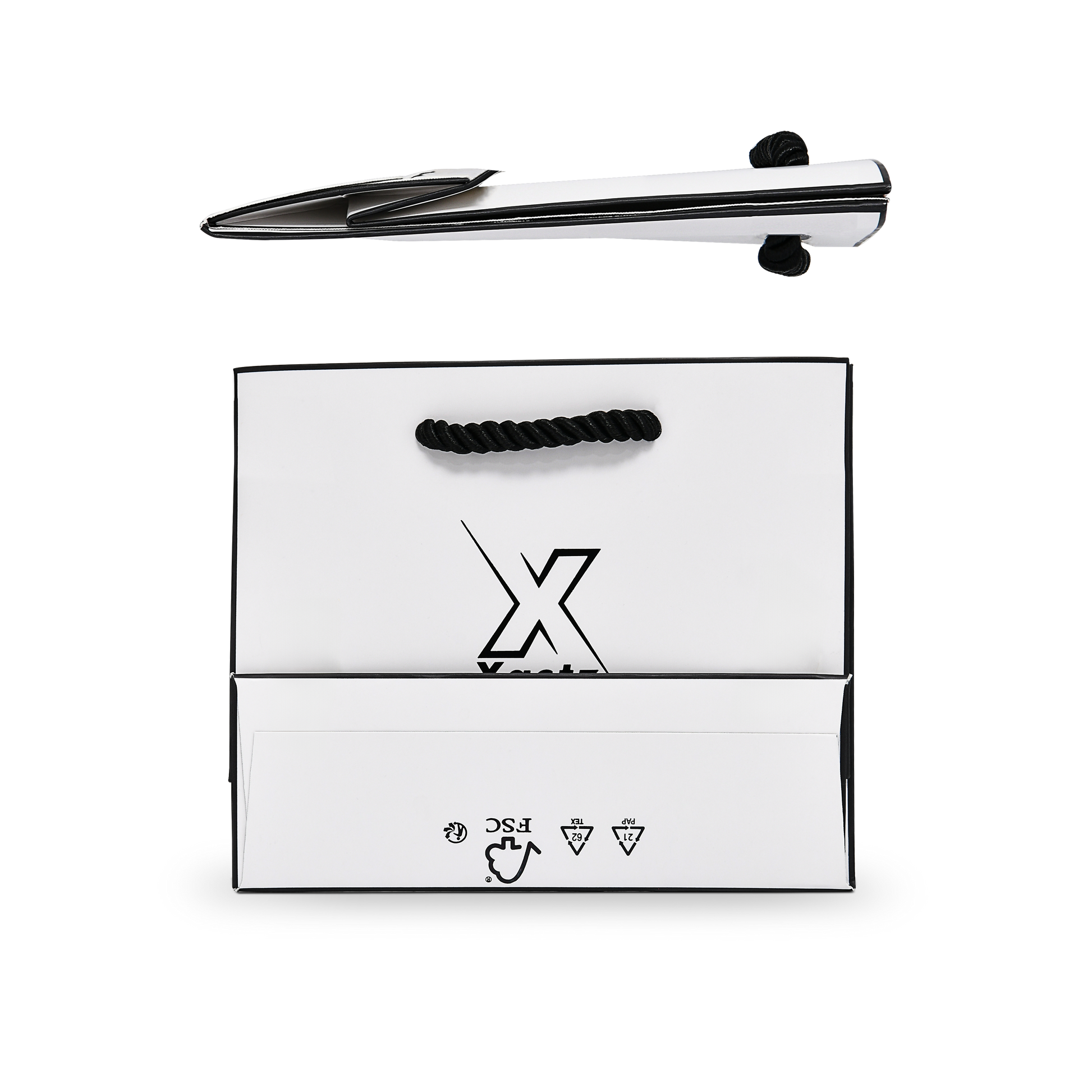 Premium Black & White Shopping Bag with Twisted Rope Handles