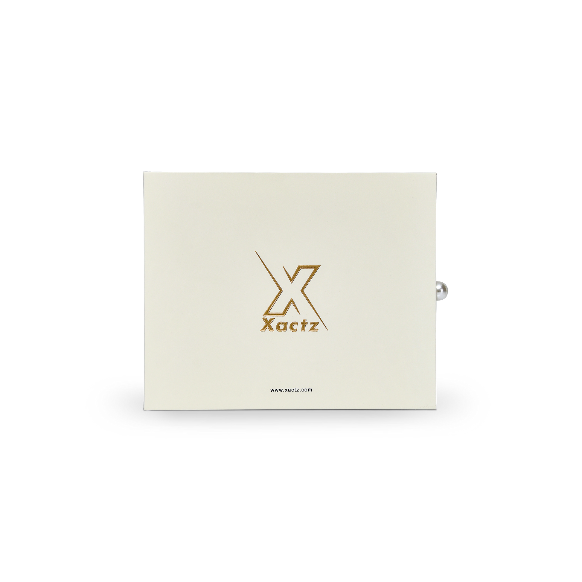 Premium Cream Drawer-Style Luxury Gift Box with Embossed Matte Gold Foil and Metal Pearl Handle
