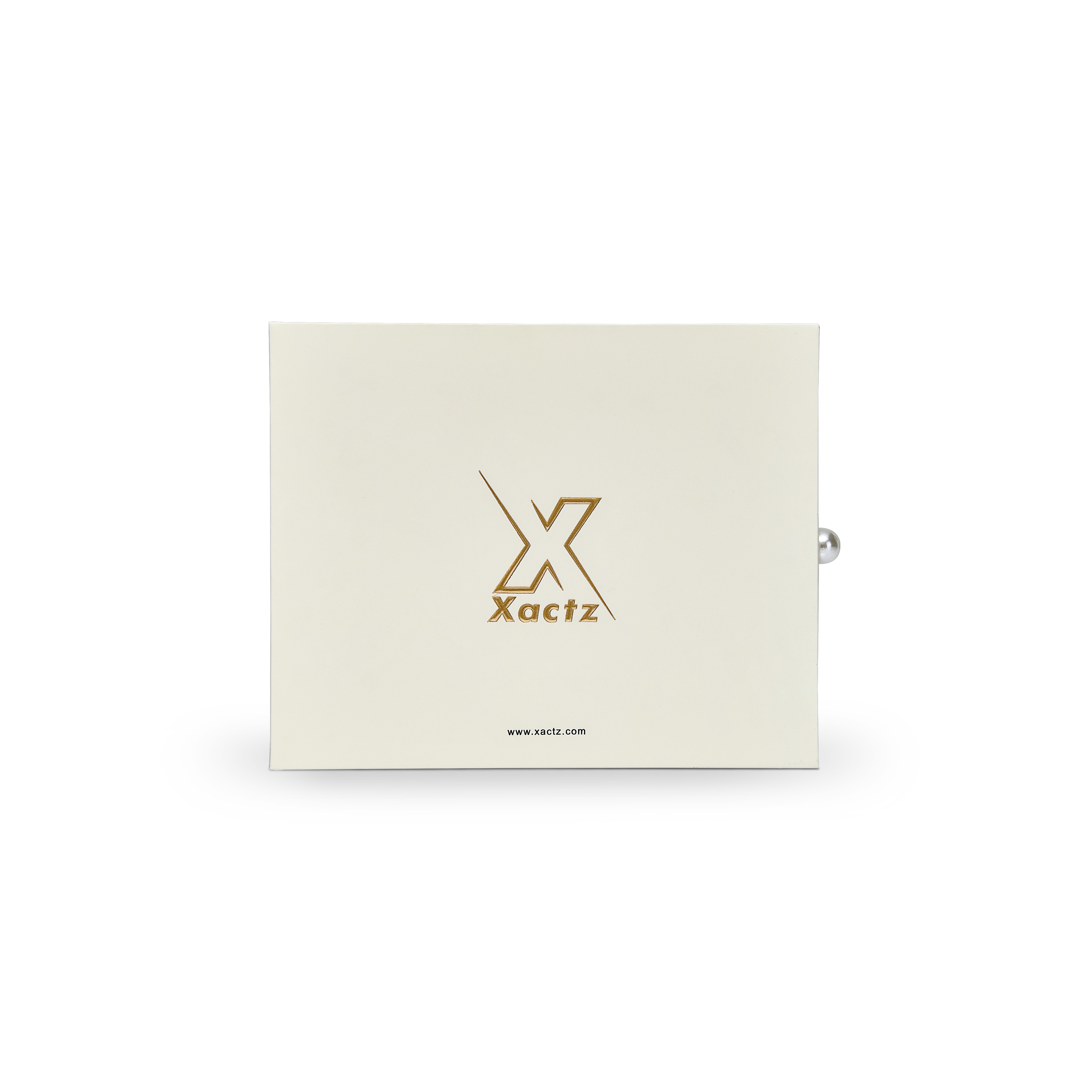 Premium Cream Drawer-Style Luxury Gift Box with Embossed Matte Gold Foil and Metal Pearl Handle