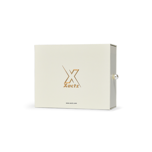 Premium Cream Drawer-Style Luxury Gift Box with Embossed Matte Gold Foil and Metal Pearl Handle