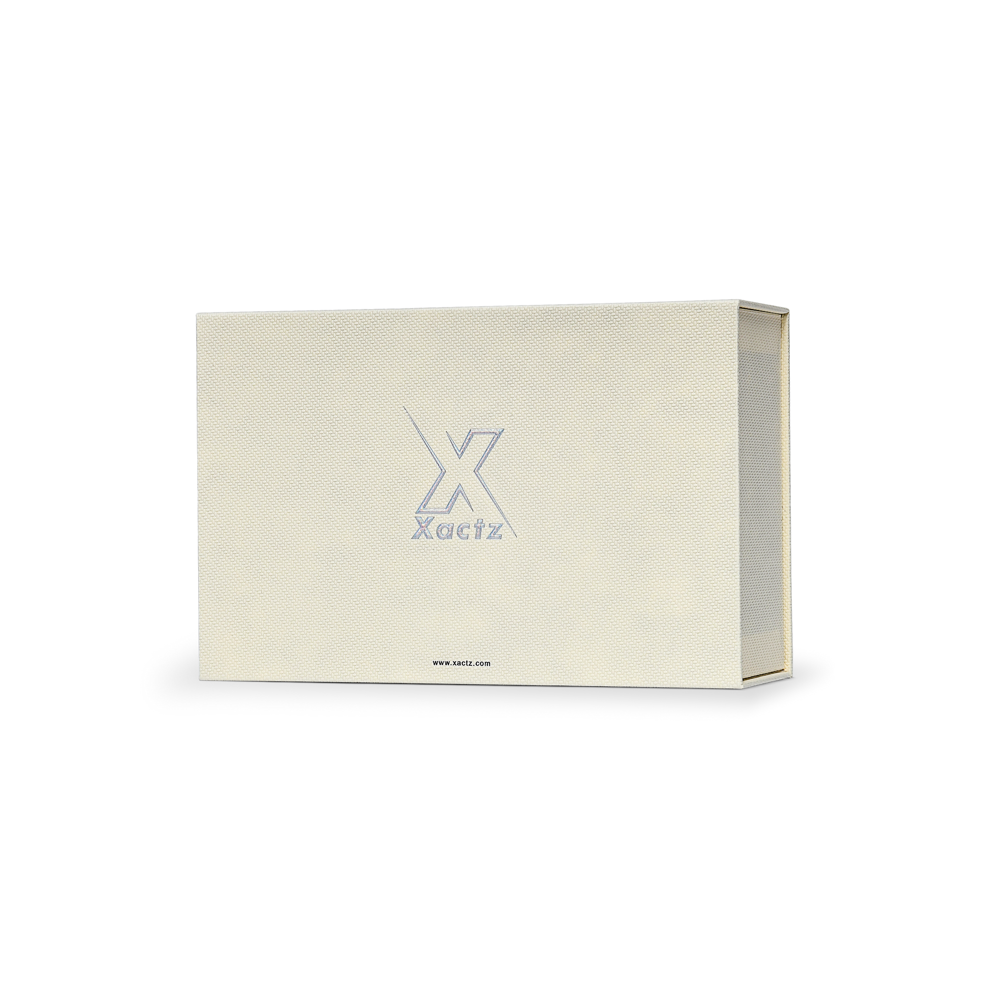 Premium Cream Textured Embossed Colorful Silver Foil Book-Style Luxury Gift Box with Satin Lining